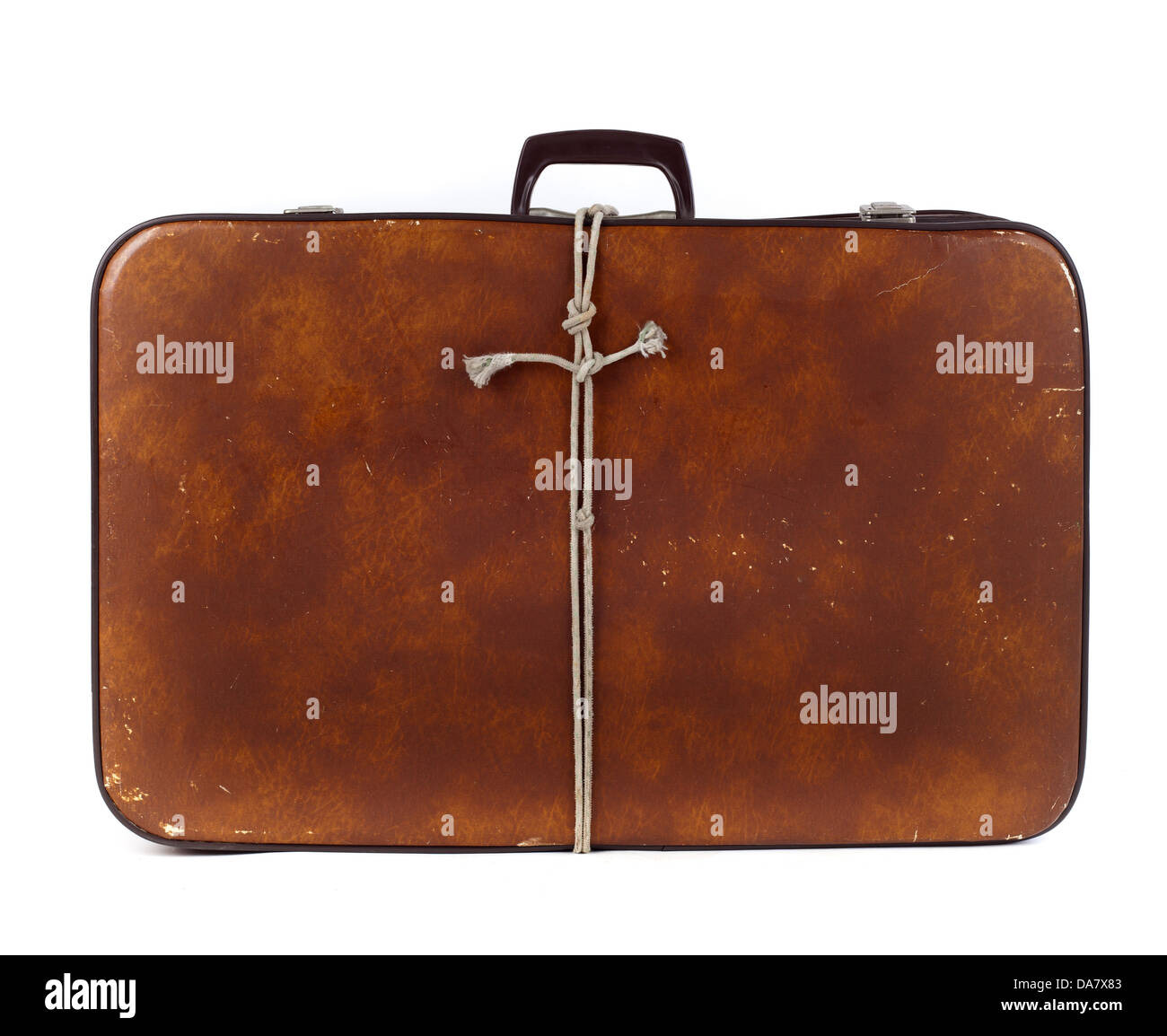Vintage brown suitcase on white background Stock Photo
