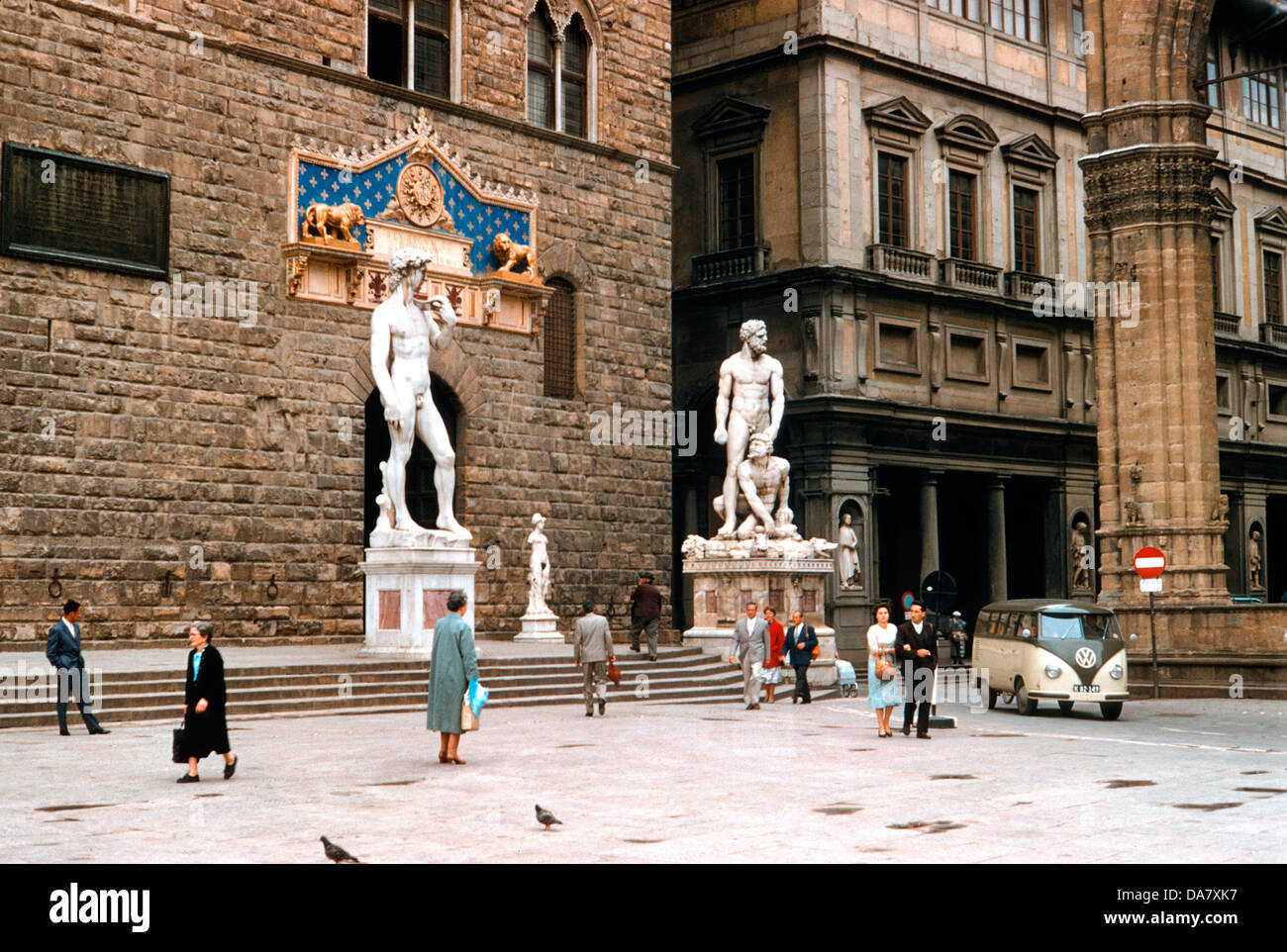 Statues in square in Florence, Italy, circa 1958 Stock Photo Alamy