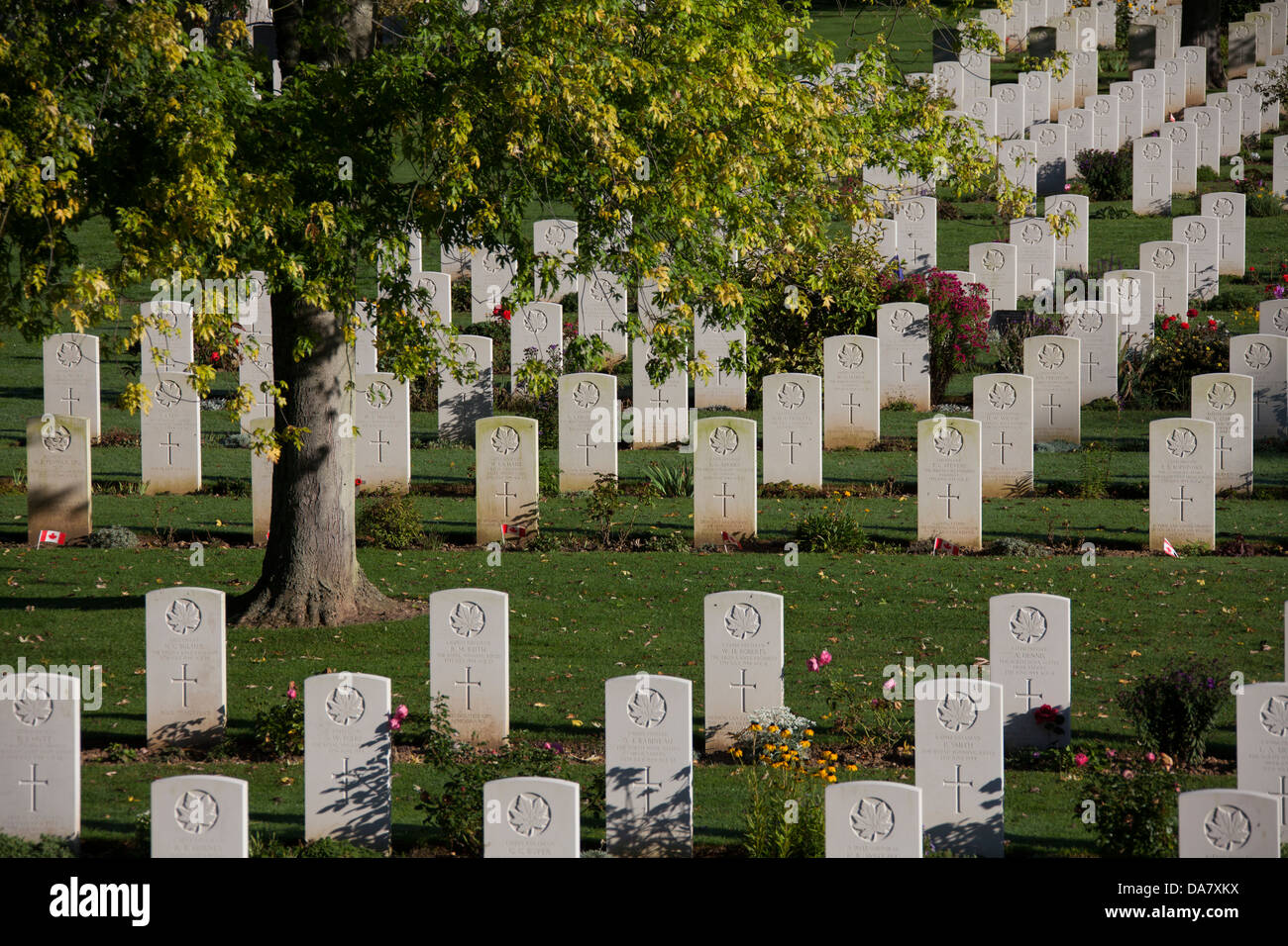 Graves at Bény-sur-Mer Canadian War Cemetery Stock Photo