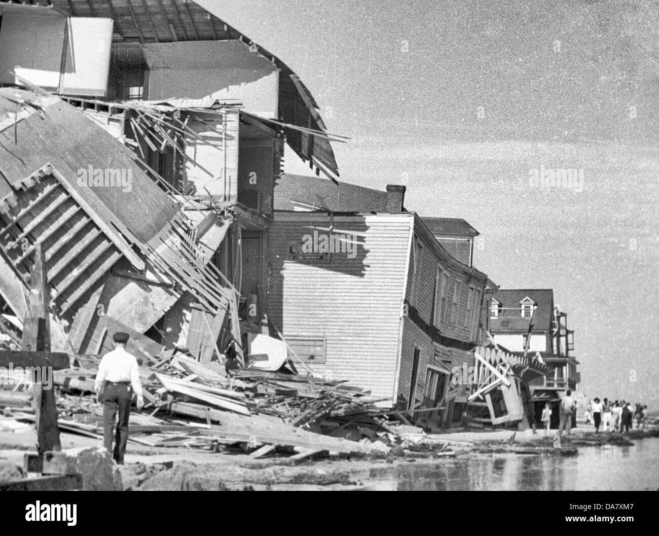 Damaged buildings along the NJ Shore following the Hurricane of 1938 Stock Photo