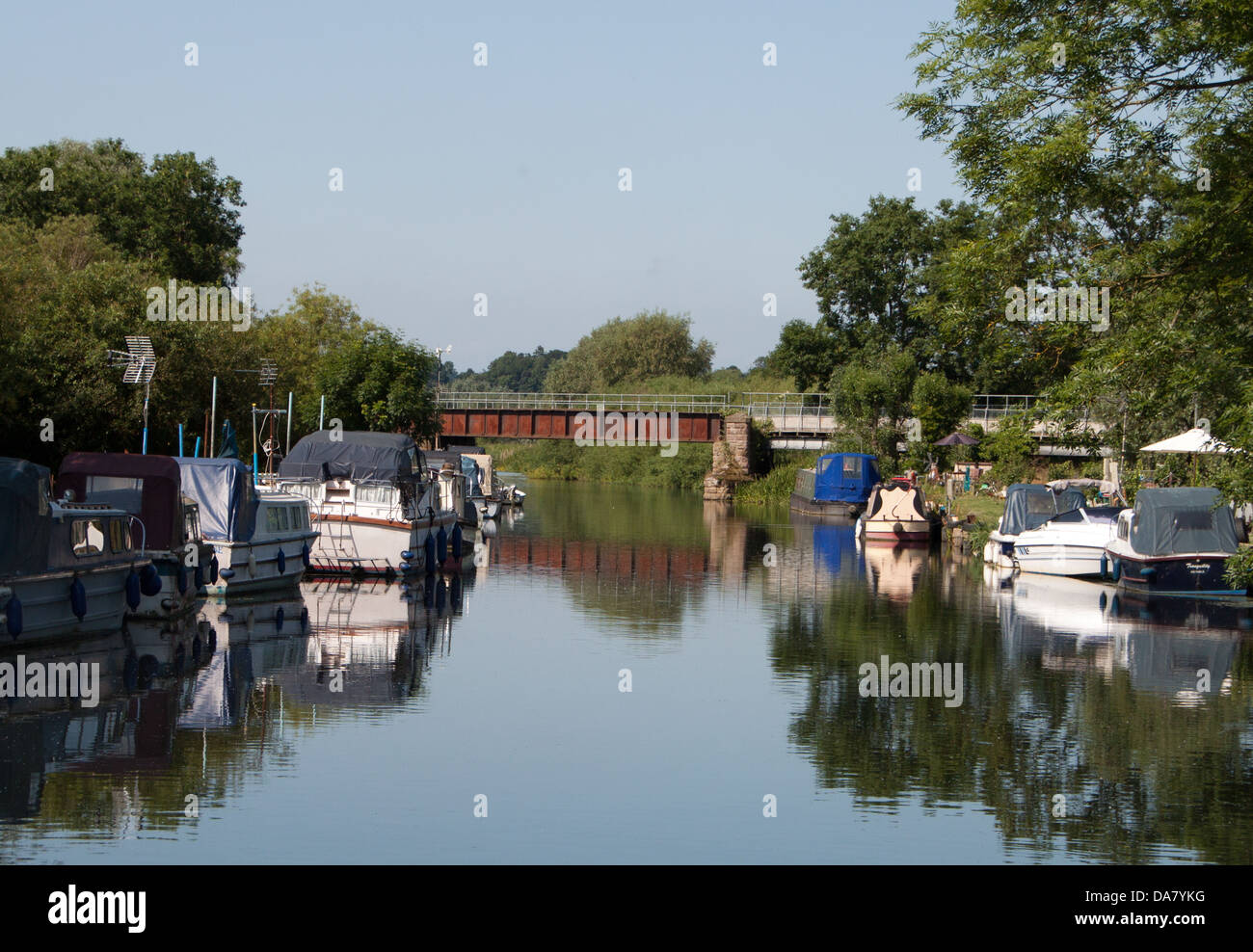 River Boats on the River Nene in Ringstead Northamptonshire. Stock Photo