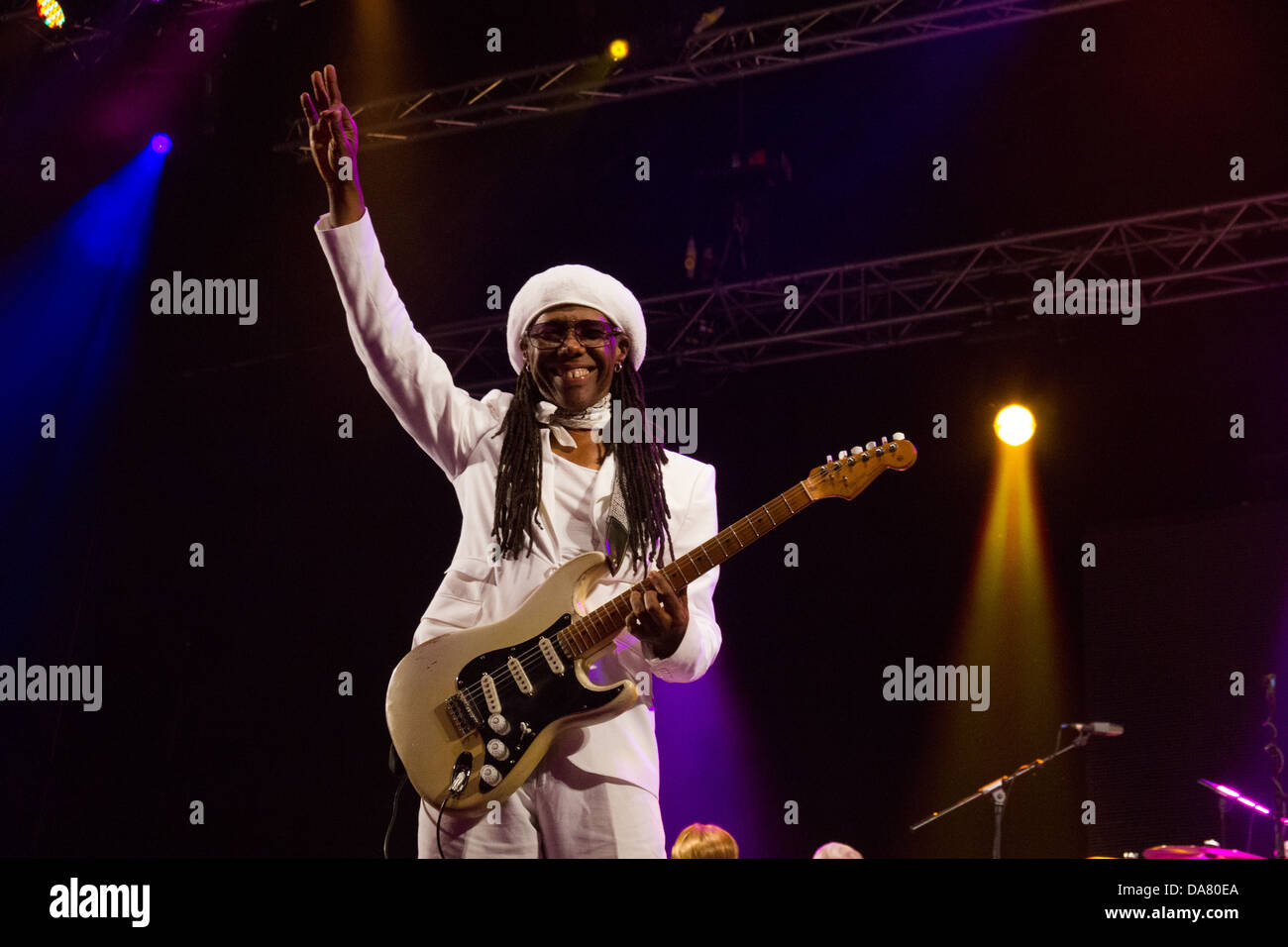 Chic Feat.Nile Rodgers performing at the West Holts Stage, Glastonbury Festival 2013, Somerset, England, United Kingdom. Stock Photo