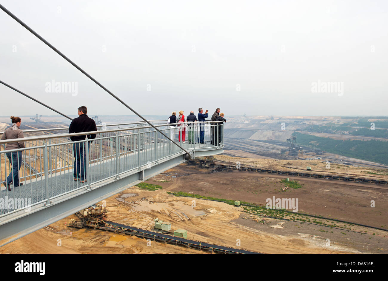 An elevated 'skywalk' for the public to view the Tagebau (surface mine) Garzweiler, Germany. Stock Photo
