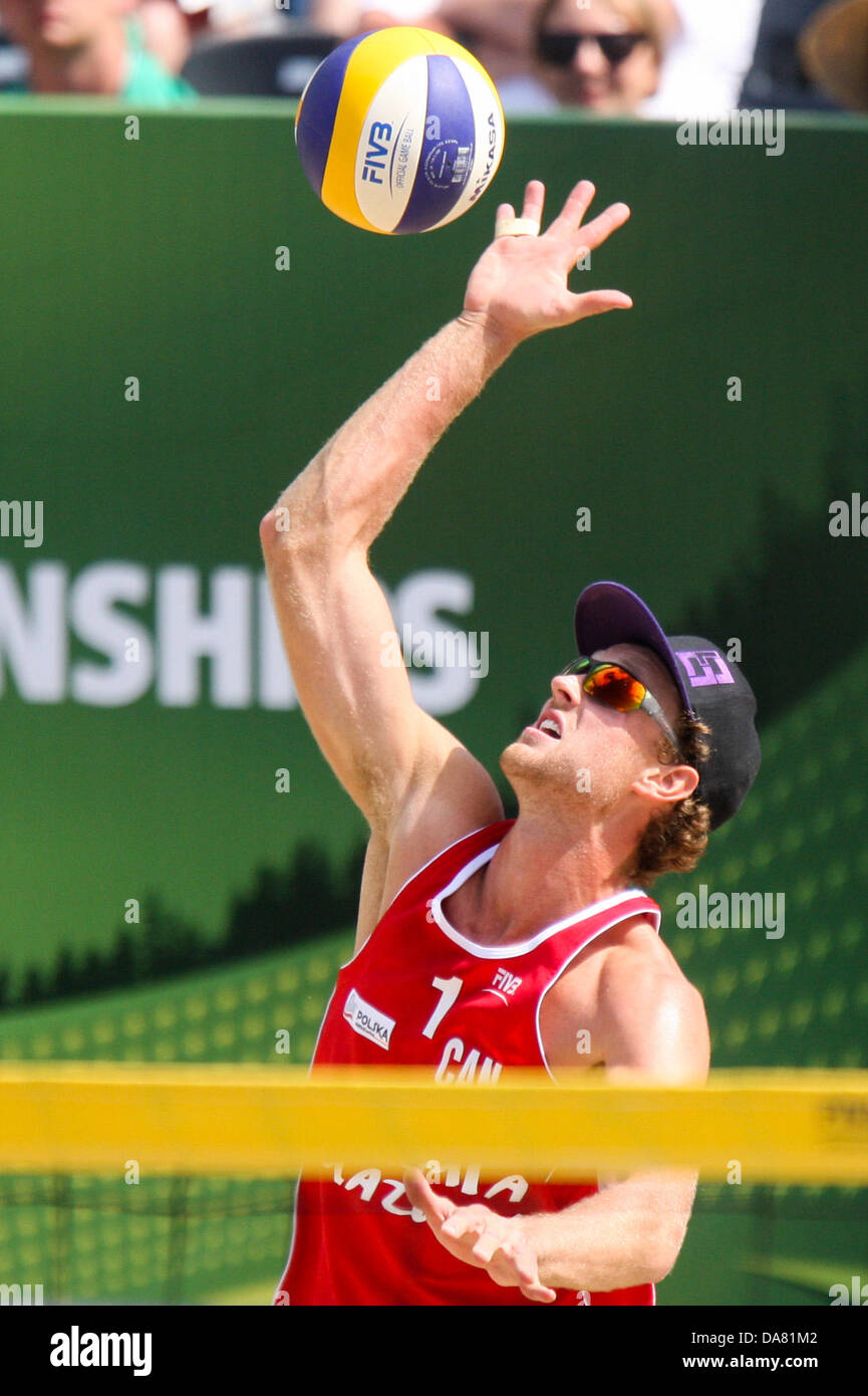 July 6, 2013 - 06.07.2013, Stare Jablonki, siatkowka, volleyball, Mistrzostwa Swiata w siatkowce plazowej, Beach Volleyball World CHampionships, Chaim Schalk (CAN), fot. Tomasz Jastrzebowski / Foto Olimpik Stock Photo