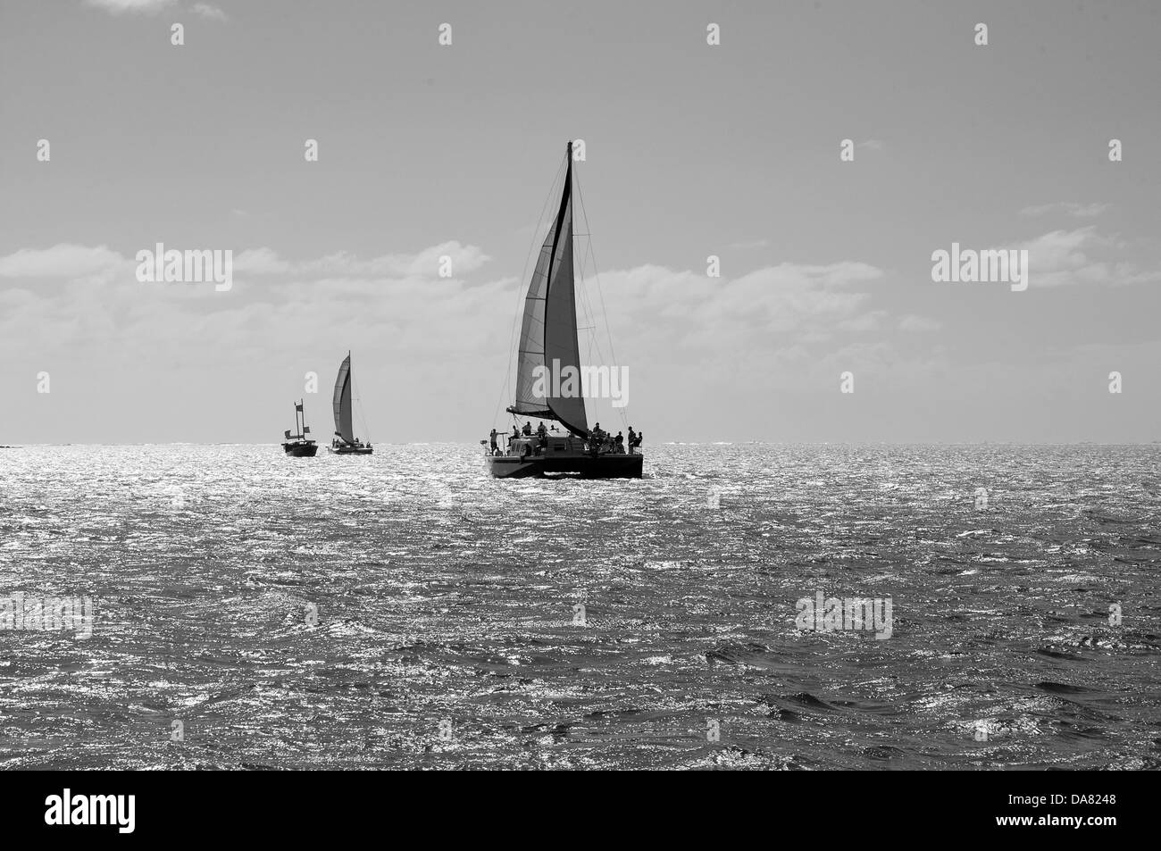 Tropical sea-view on catamaran excursion Stock Photo