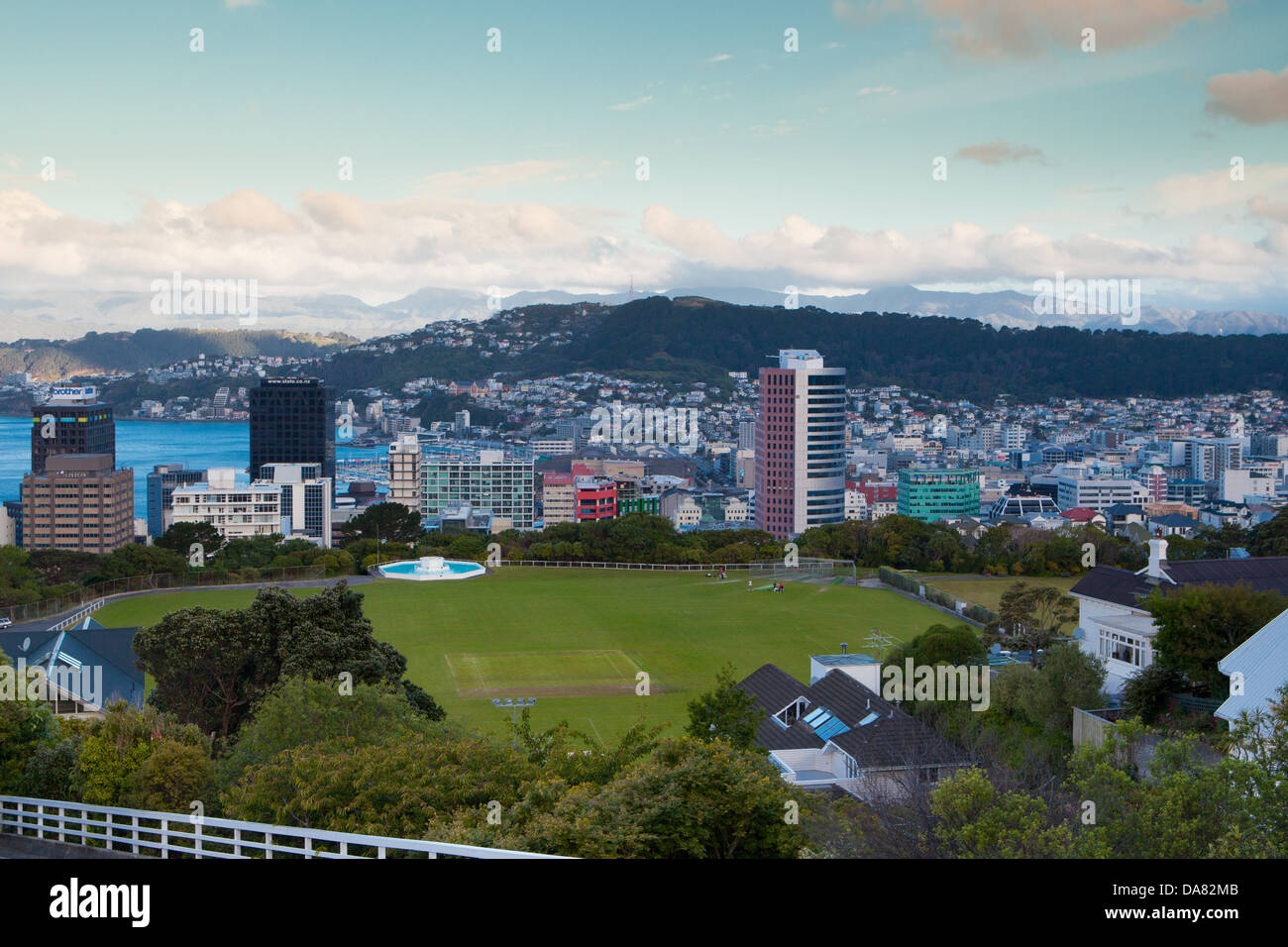 View of Mt Victoria over Wellington CBD, New Zealand Stock Photo