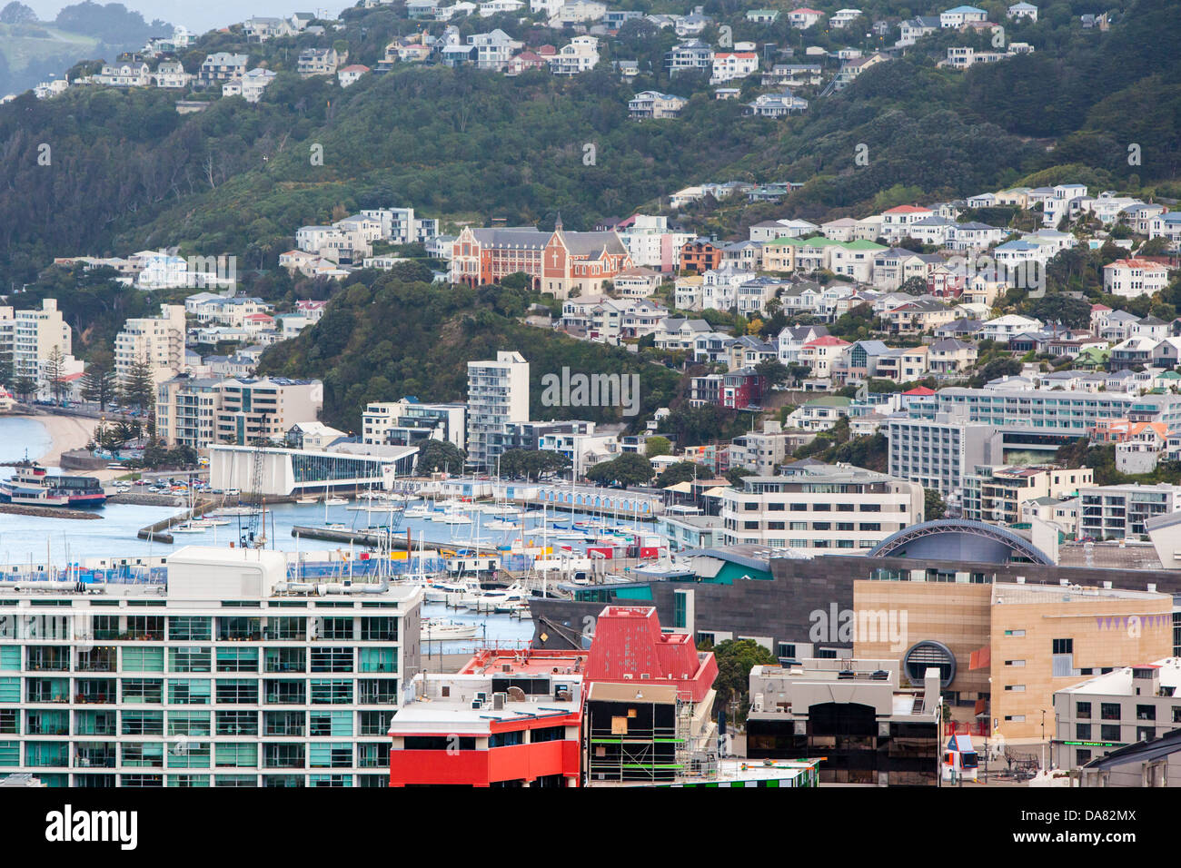 View Wellington Harbour from the observatory in Wellington, New Zealand Stock Photo