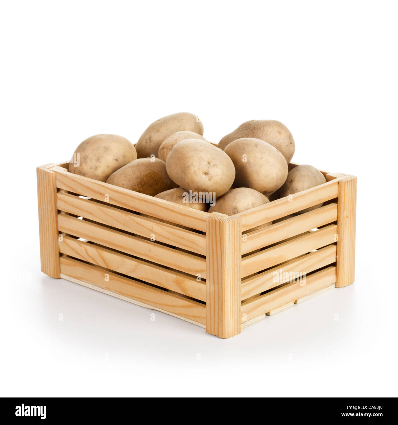 Download Crate Of Raw Potatoes Isolated On White Background Stock Photo Alamy Yellowimages Mockups