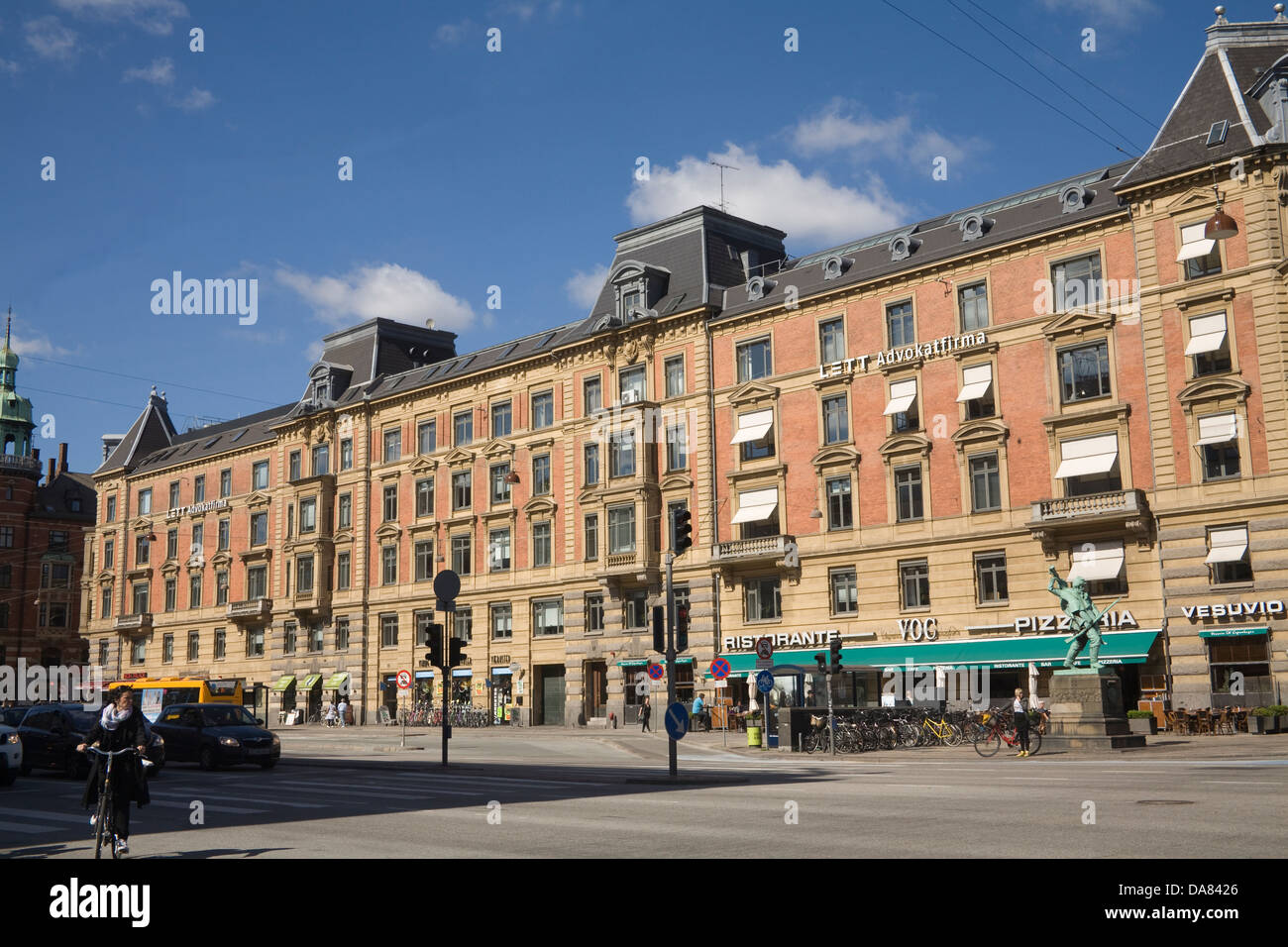 Copenhagen Denmark EU Impressive red brick building housing restaurants and lawyers in Radhuspladsen Stock Photo