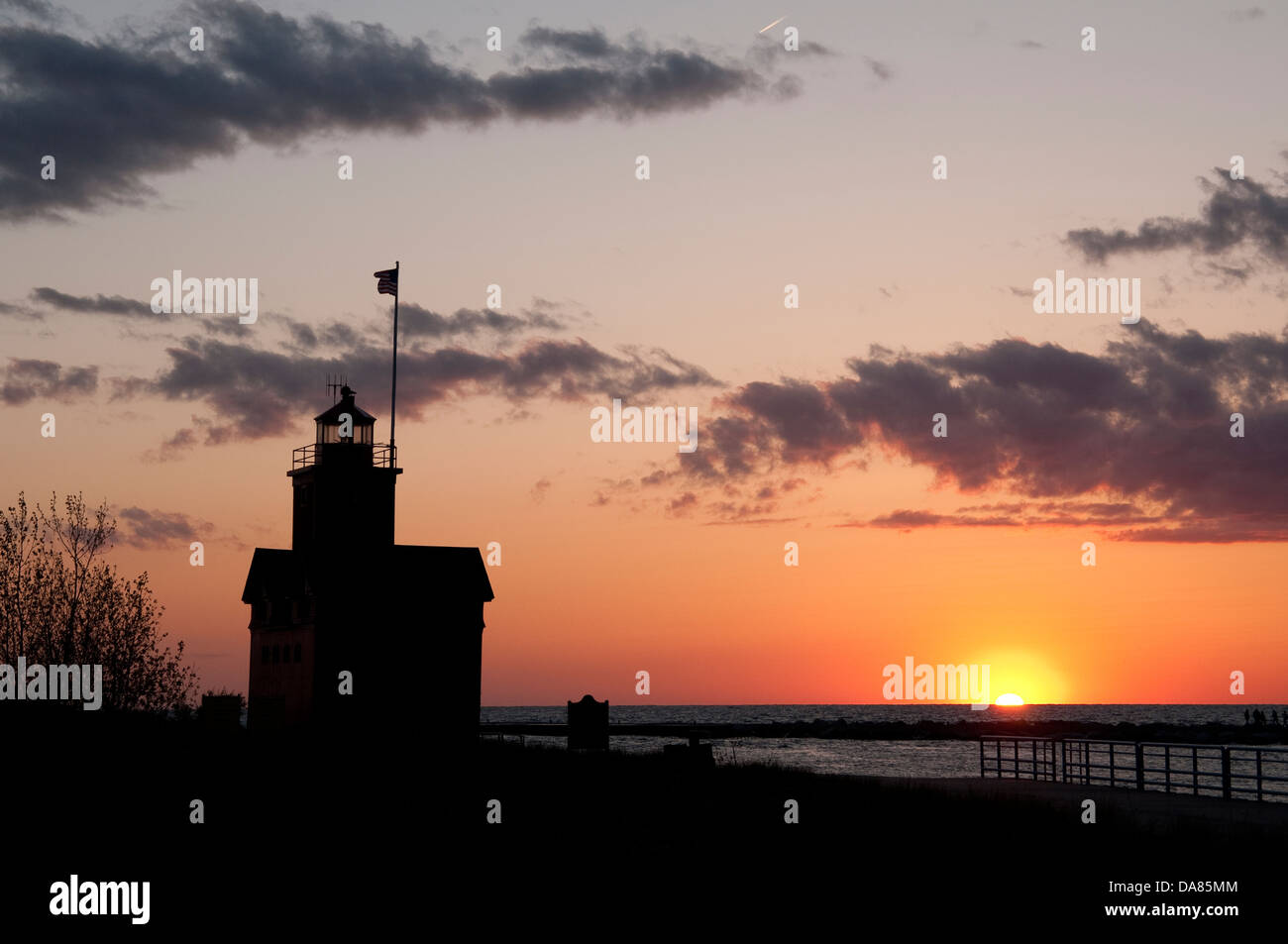 The Big Red lighthouse at sunset in Holland, Michigan, United States of America Stock Photo