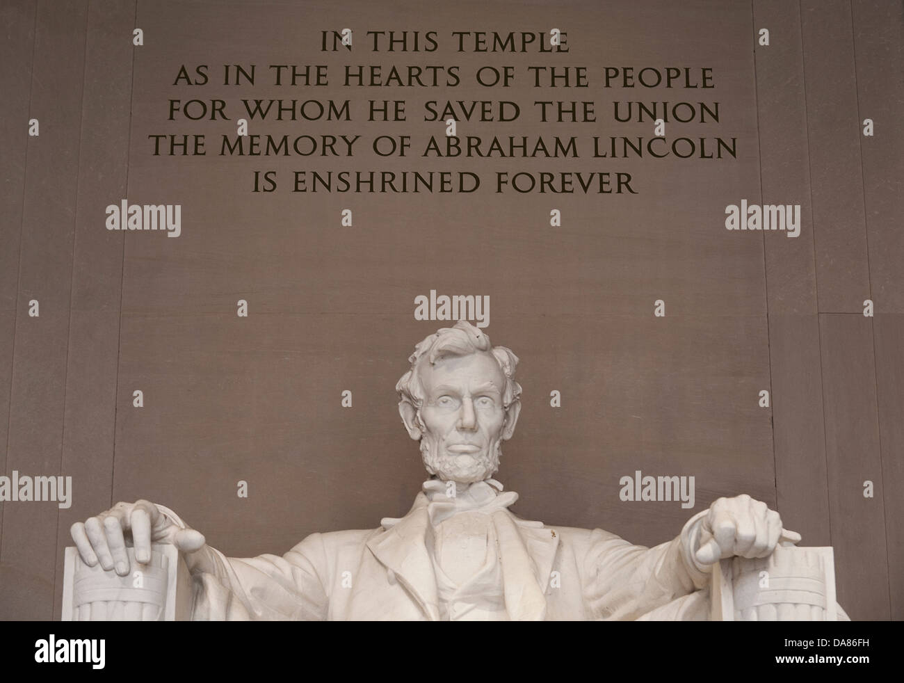 The statue of president Abraham Lincoln at the Lincoln Memorial in Washington DC, USA, March 10, 2010. (Adrien Veczan) Stock Photo