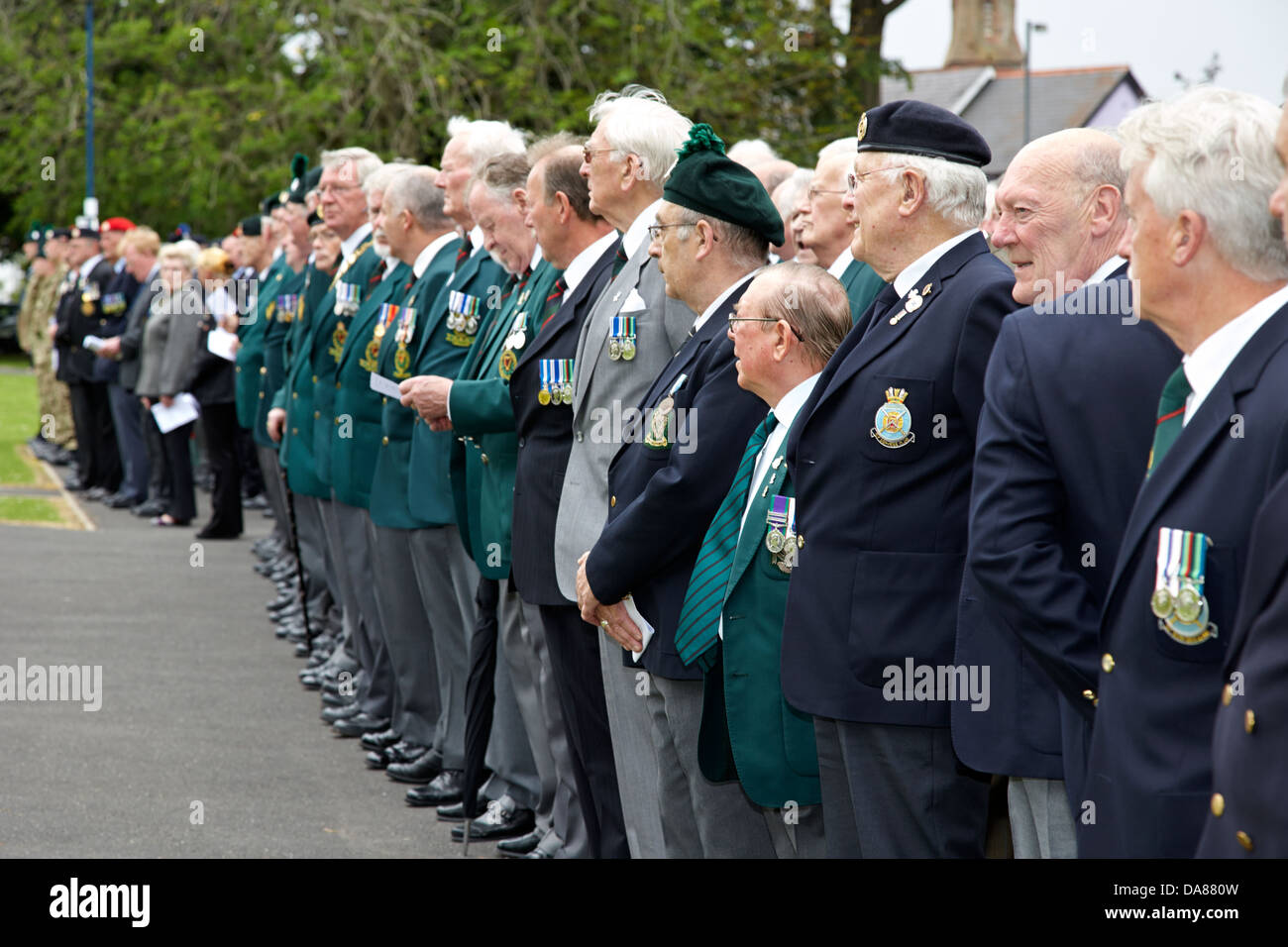 row of british army veterans at a memorial service in county down