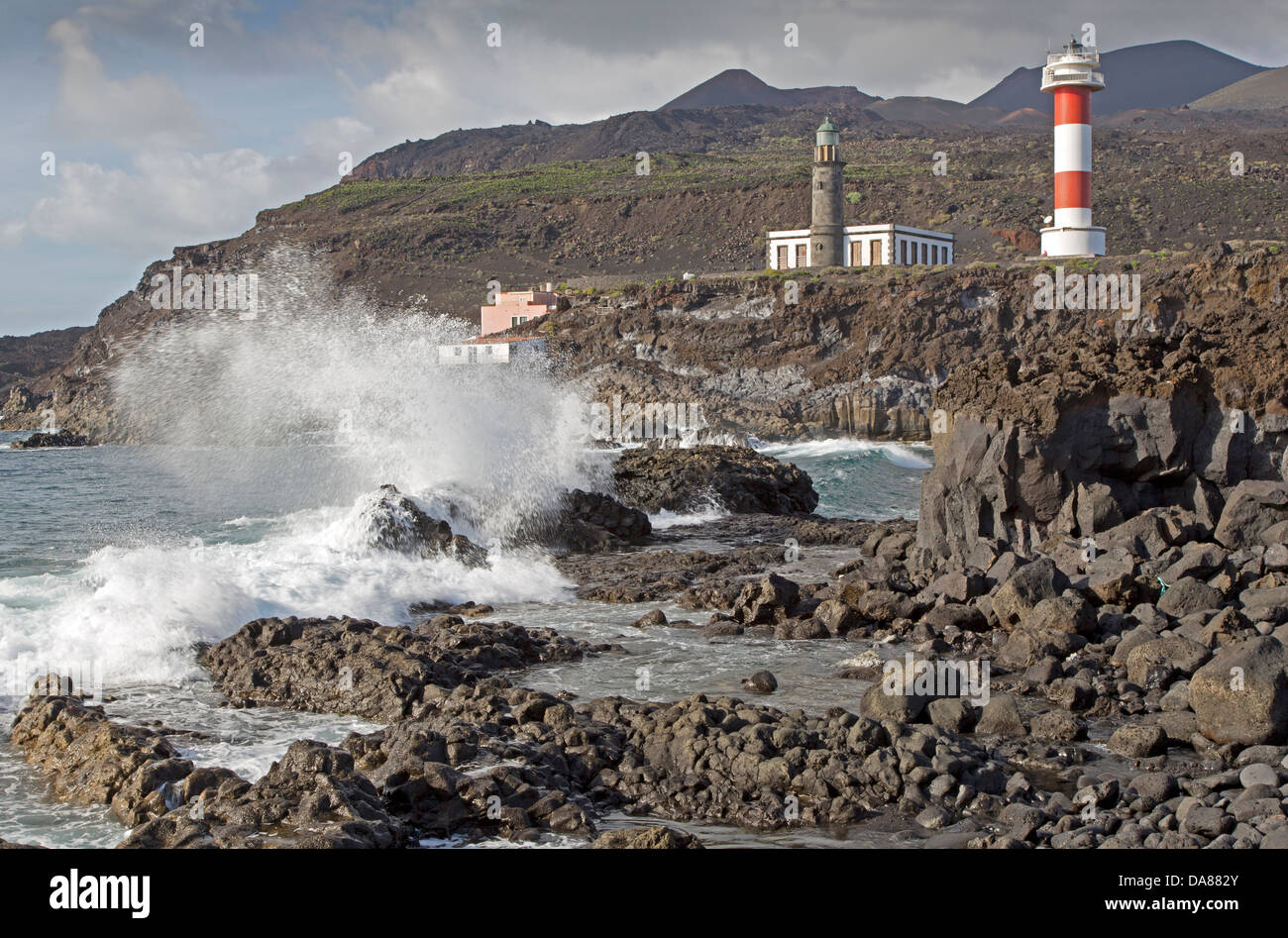 New and old lighthouse at Fuencaliente, La Palma, Spain, Europe Stock Photo