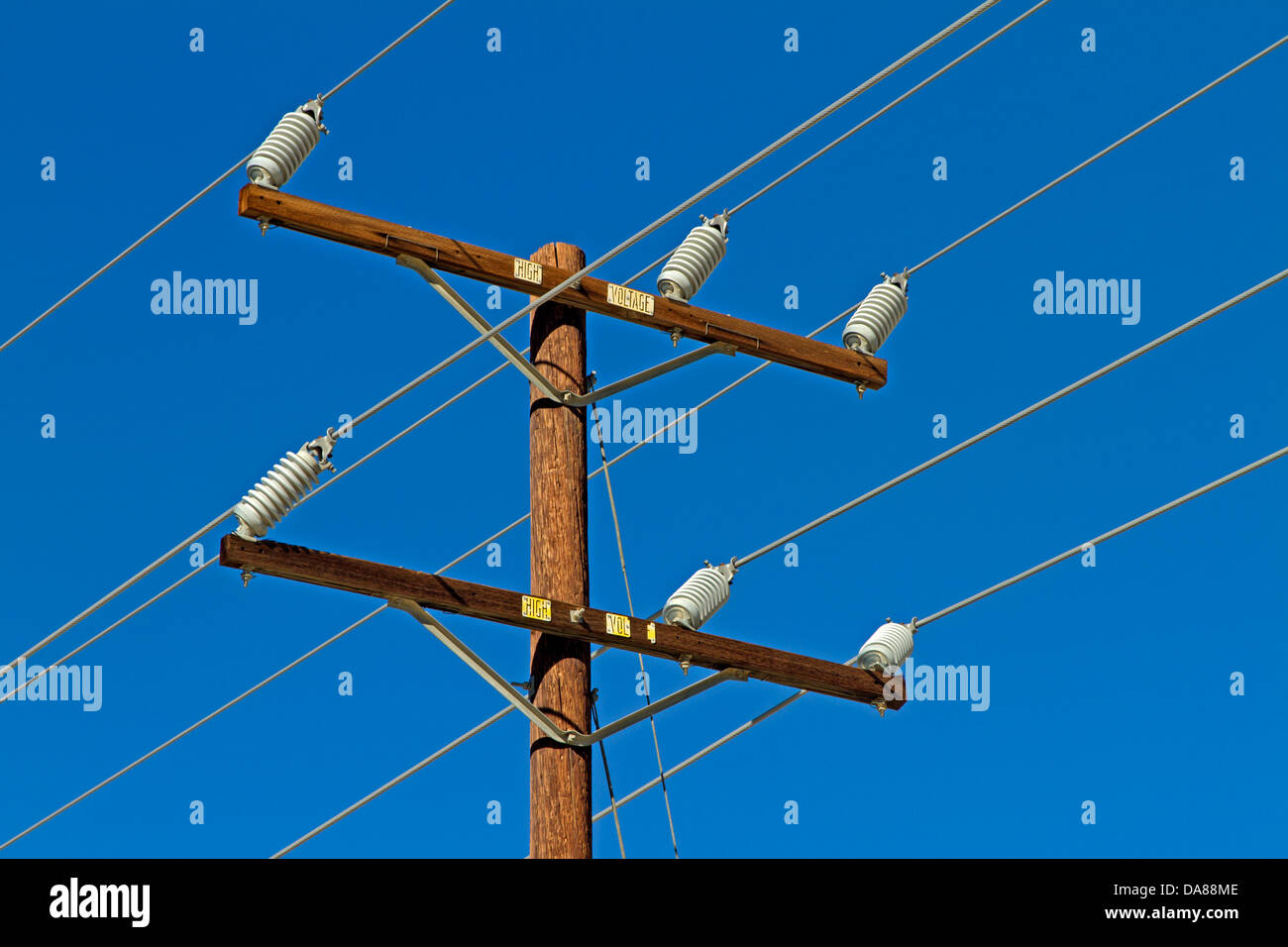 Electricity pylon with blue sky Stock Photo