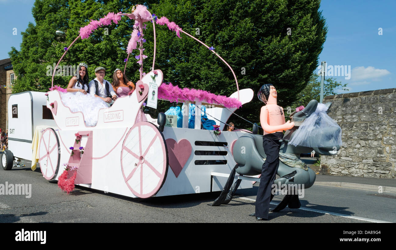 Gypsy Wedding themed float in Bakewell carnival procession 2013 Stock
