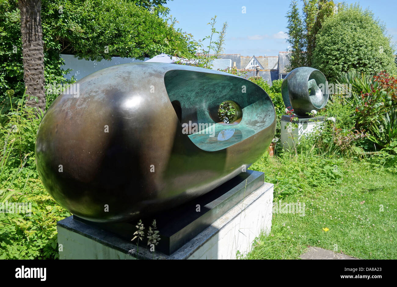 Sculptures in the garden of the Barbara Hepworth museum, St.Ives, Cornwall, UK Stock Photo