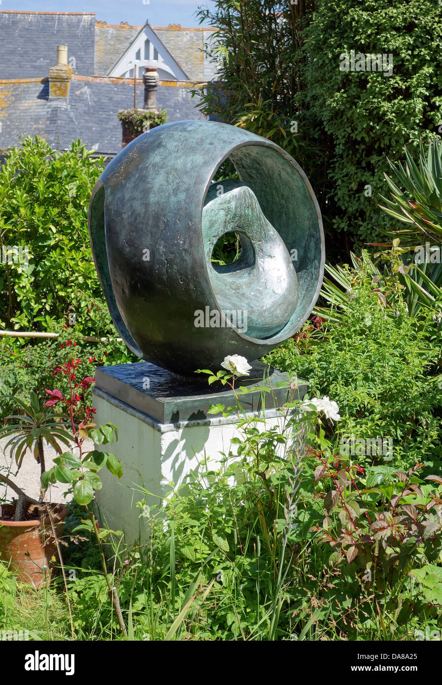 Sculptures in the garden of the Barbara Hepworth museum, St.Ives, Cornwall, UK Stock Photo