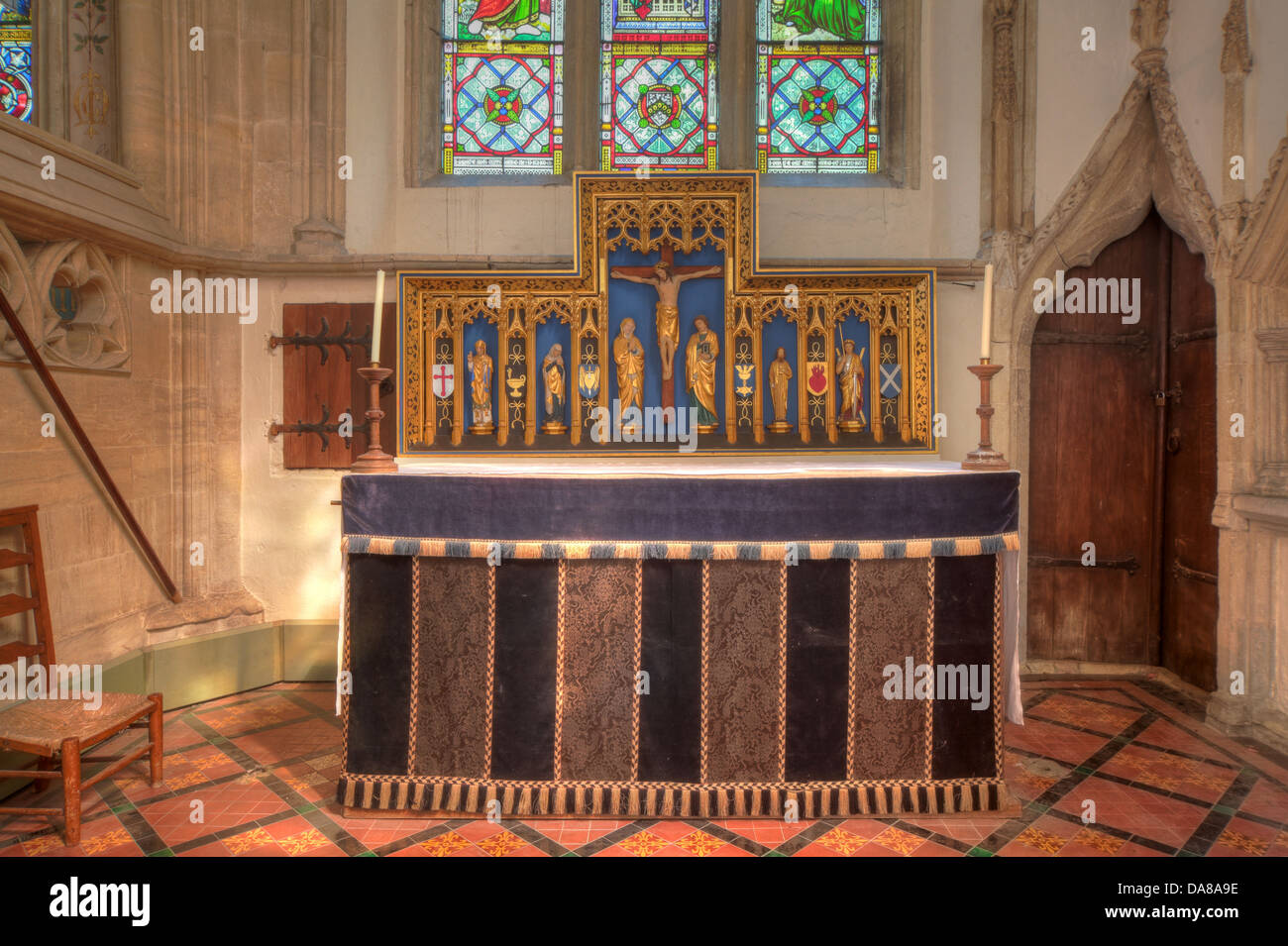 Golden Altar art from lady chapel of St Peter & St Paul, parish church, Dorchester on Thames, England, UK Stock Photo