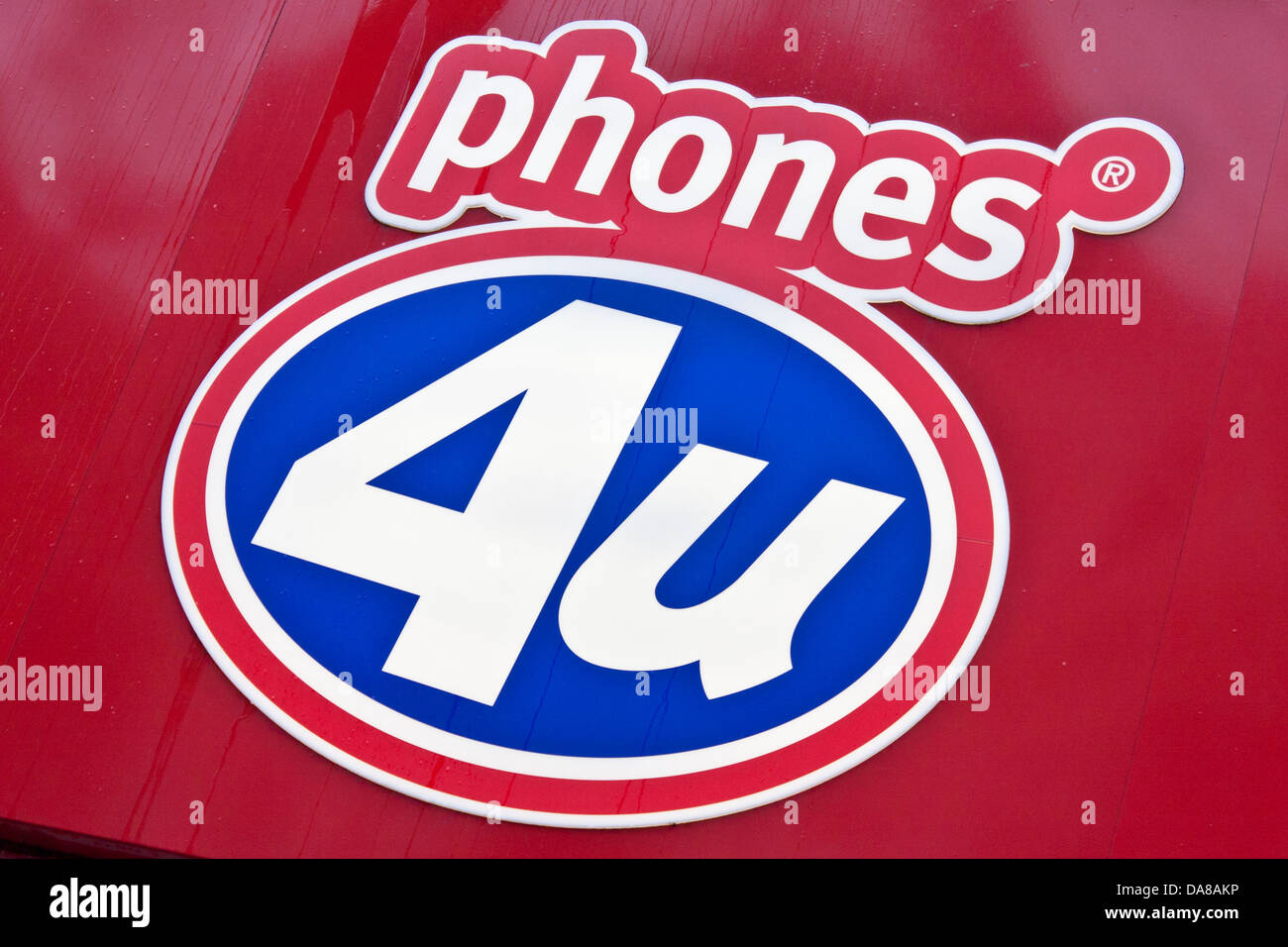 Phones 4 u logo on hoarding above mobile phone retailer outlet Stock Photo