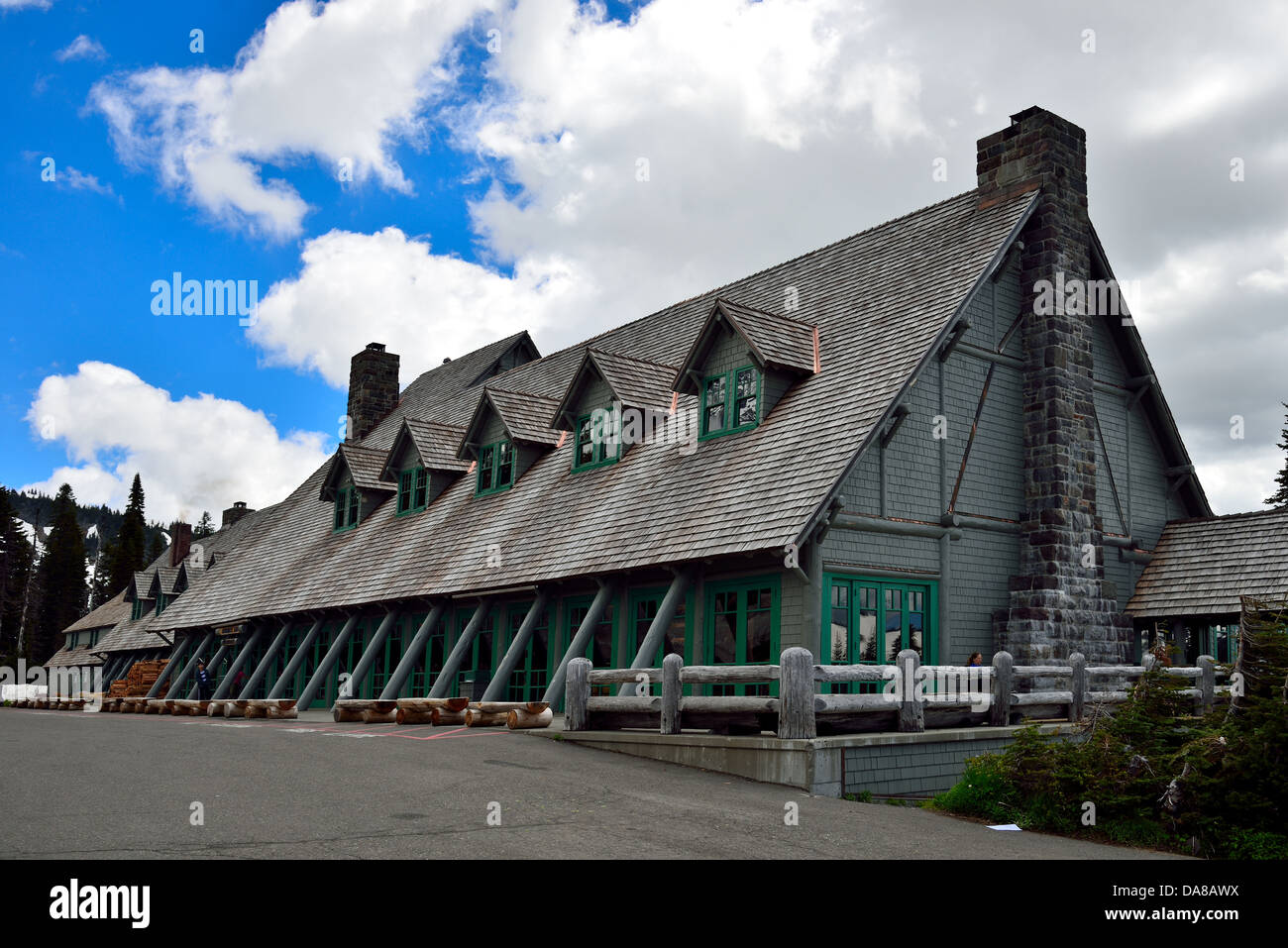 The historic Paradise Inn Hotel. Mount Rainier National Park, Washington, USA. Stock Photo