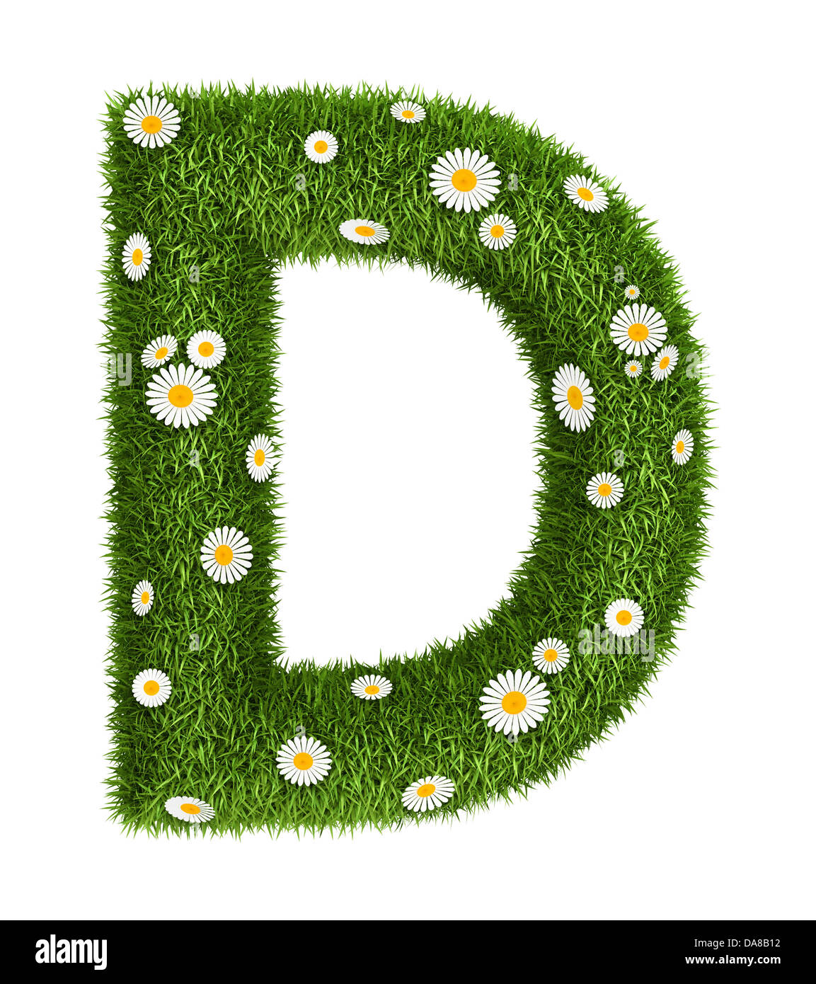 Natural grass letter D Stock Photo