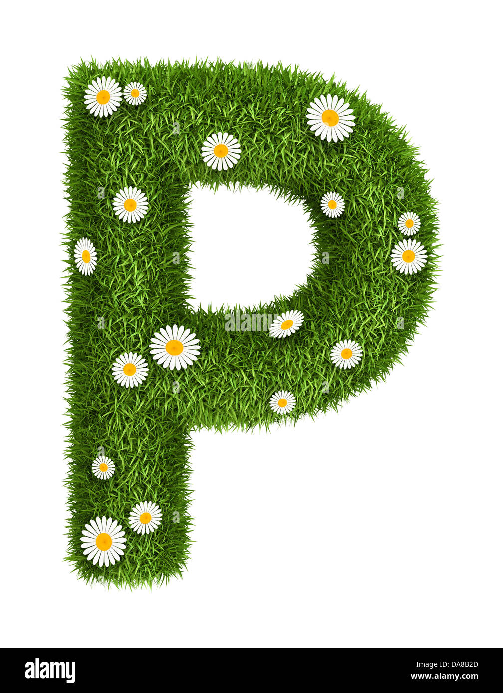 Natural grass letter P Stock Photo
