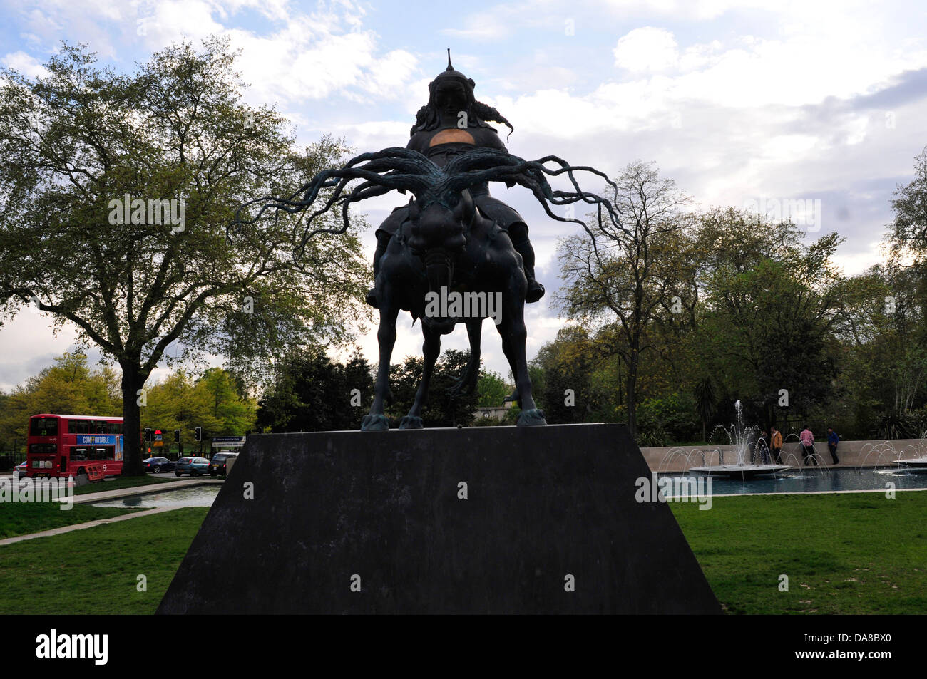 A front view of the statue of Ghengis Khan, Marble Arch, London, UK Stock Photo