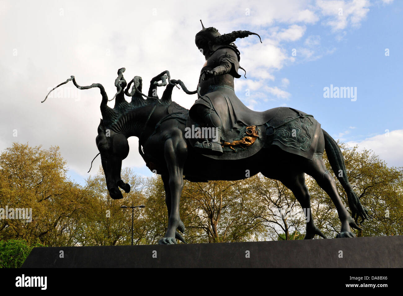 A close view of a statue of Ghengis Khan, Marble Arch, London, UK Stock Photo
