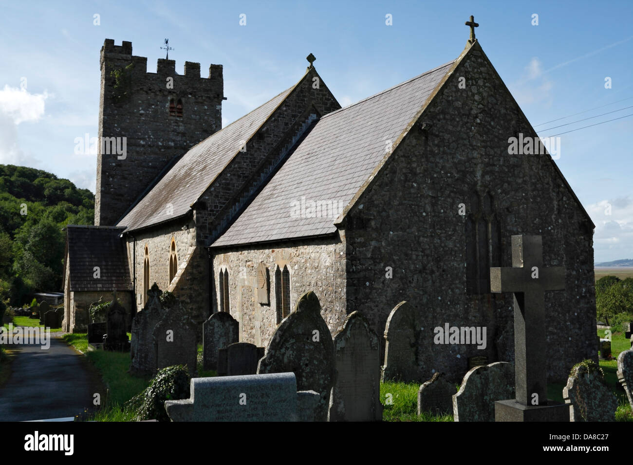 St Rhidian and St Illtyd church, Llanrhidian on the Gower Peninsula Wales, UK Welsh village church place of religious worship Stock Photo