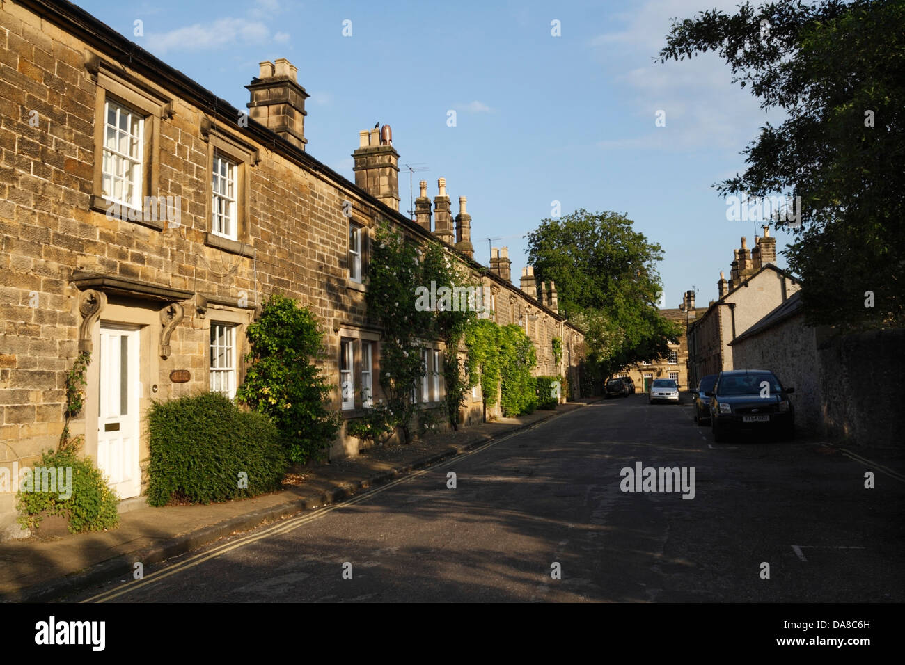 Long Row of Cottages Houses in Bakewell Derbyshire England Stock Photo