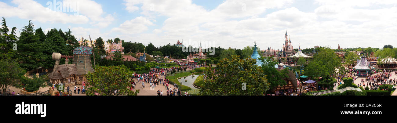 Panorama of Disneyland Paris from The Queen of Hearts castle Stock Photo