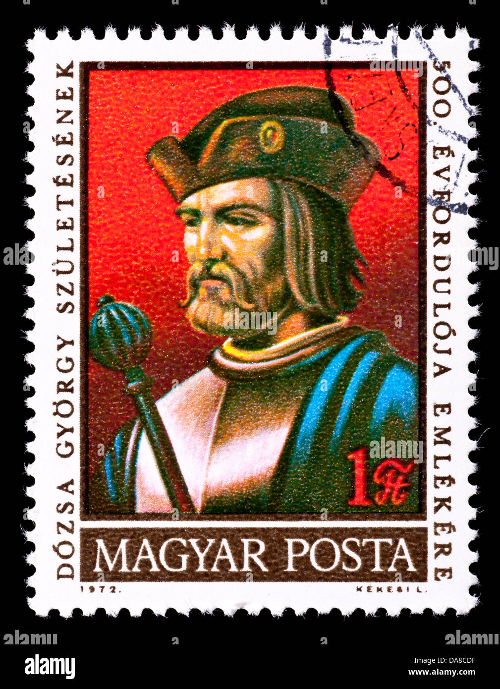Postage stamp from Hungary depicting Gyorgy Dozsa. Stock Photo