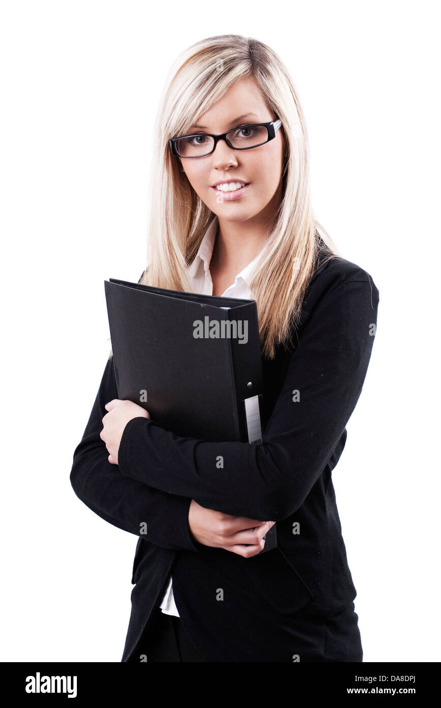 Young business women holding folder in hand Stock Photo - Alamy