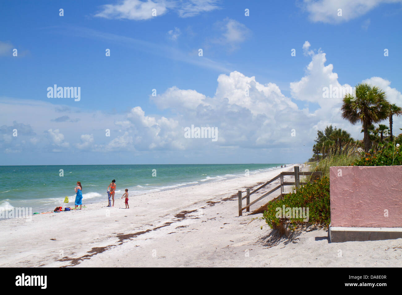 Florida Gulf of Mexico Coast,Saint St. Petersburg,Belleair Beach,sand,surf,shoreline,visitors travel traveling tour tourist tourism landmark landmarks Stock Photo