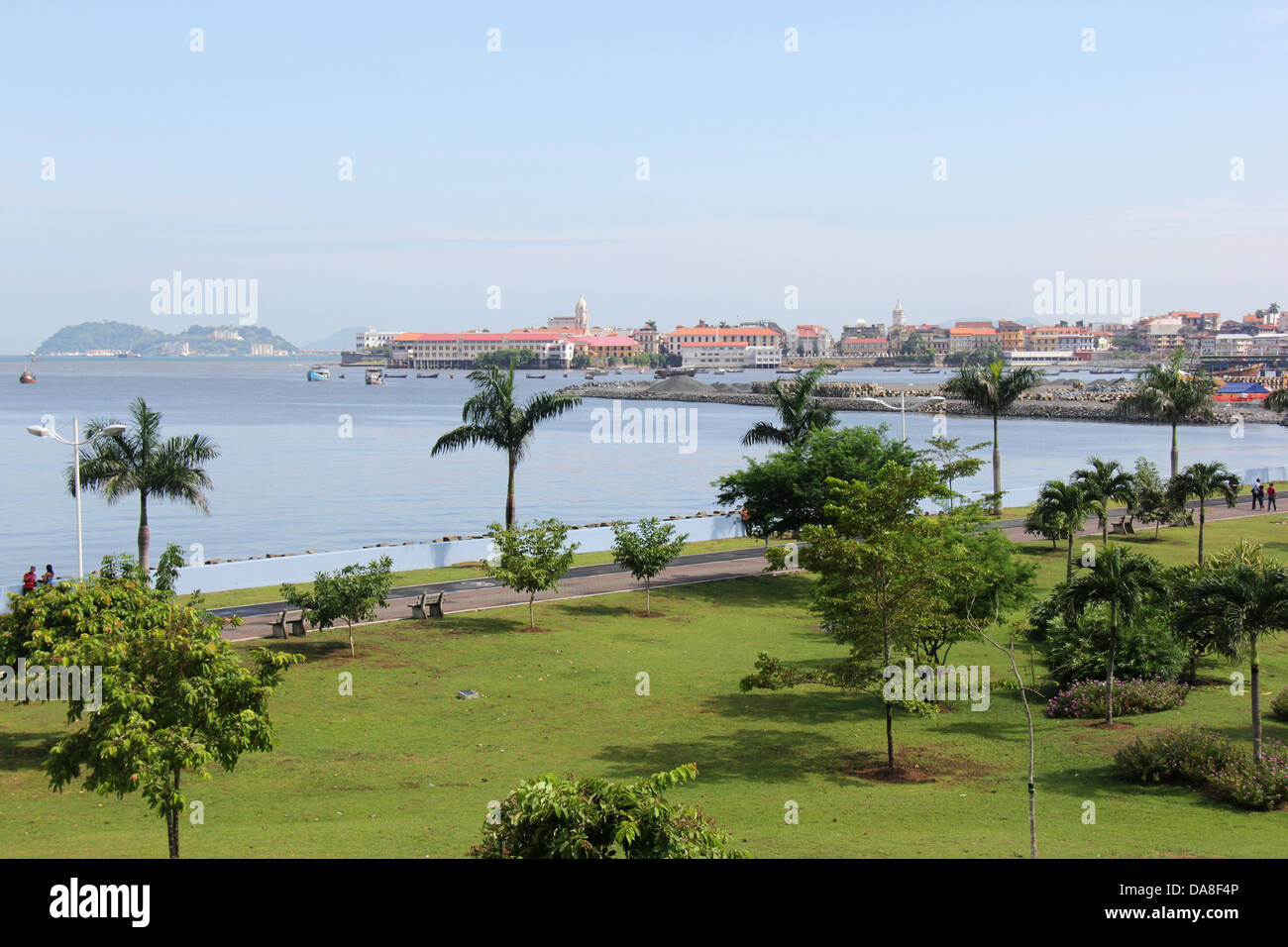 View of Panama City, Panama, from the Cinta Costera-Avenida Balboa Area. Stock Photo