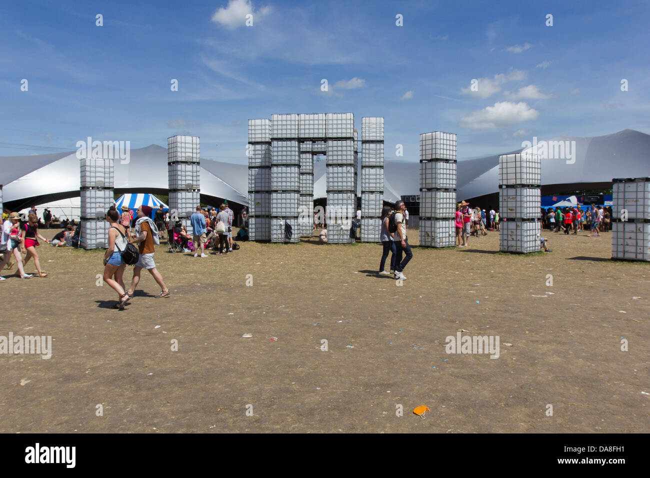 Cube Henge at The Sonic stage, Silver Hayes formerly the dance village at the Glastonbury Festival 2013. Stock Photo
