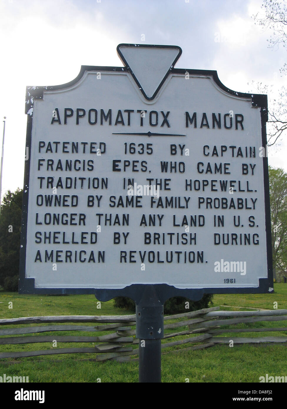 APPOMATTOX MANOR Patented 1635 by Captain Francis Epes, who came by