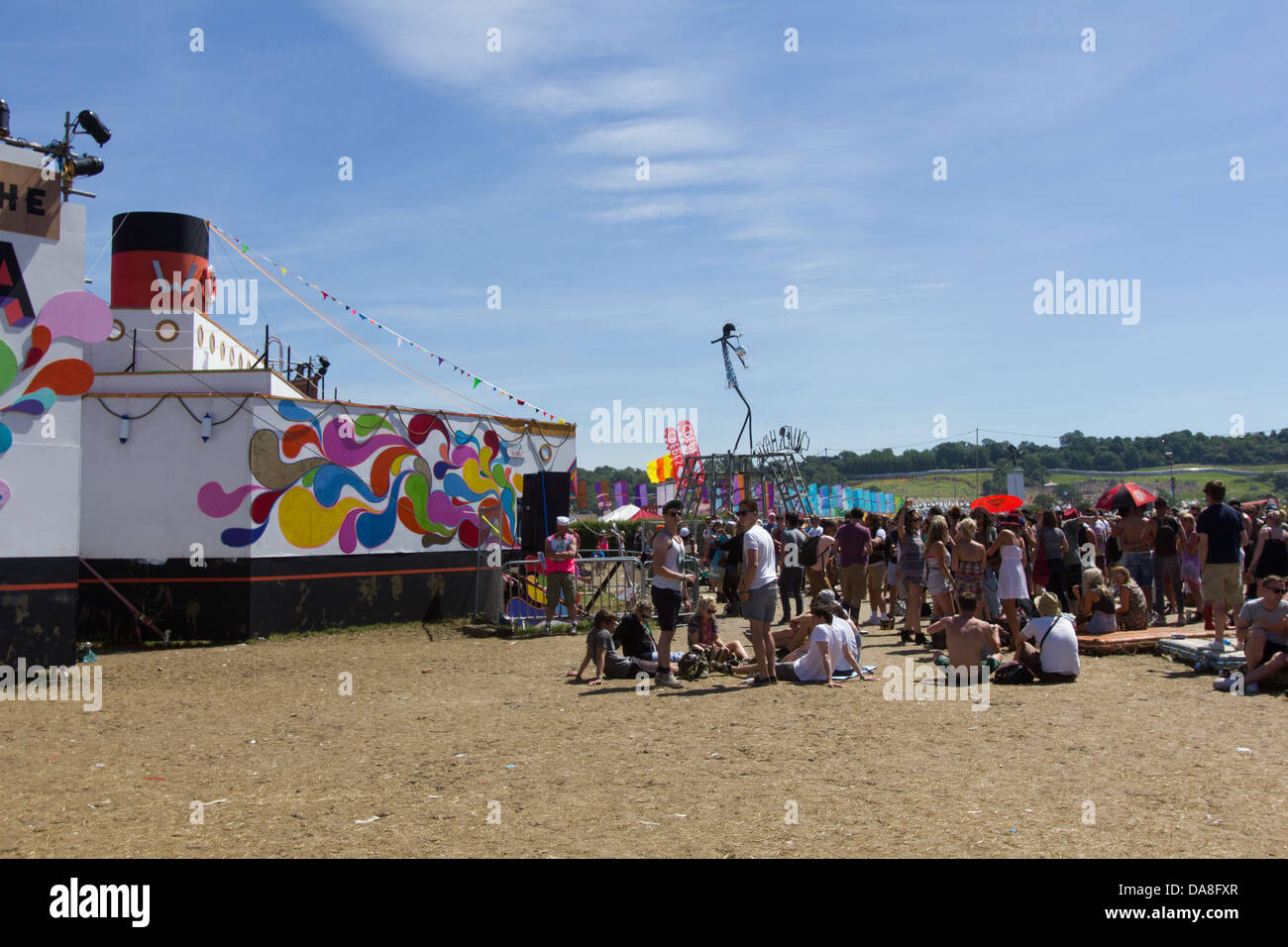 The Wow ship stage Silver Hayes formerly the dance village at the Glastonbury Festival 2013. Stock Photo