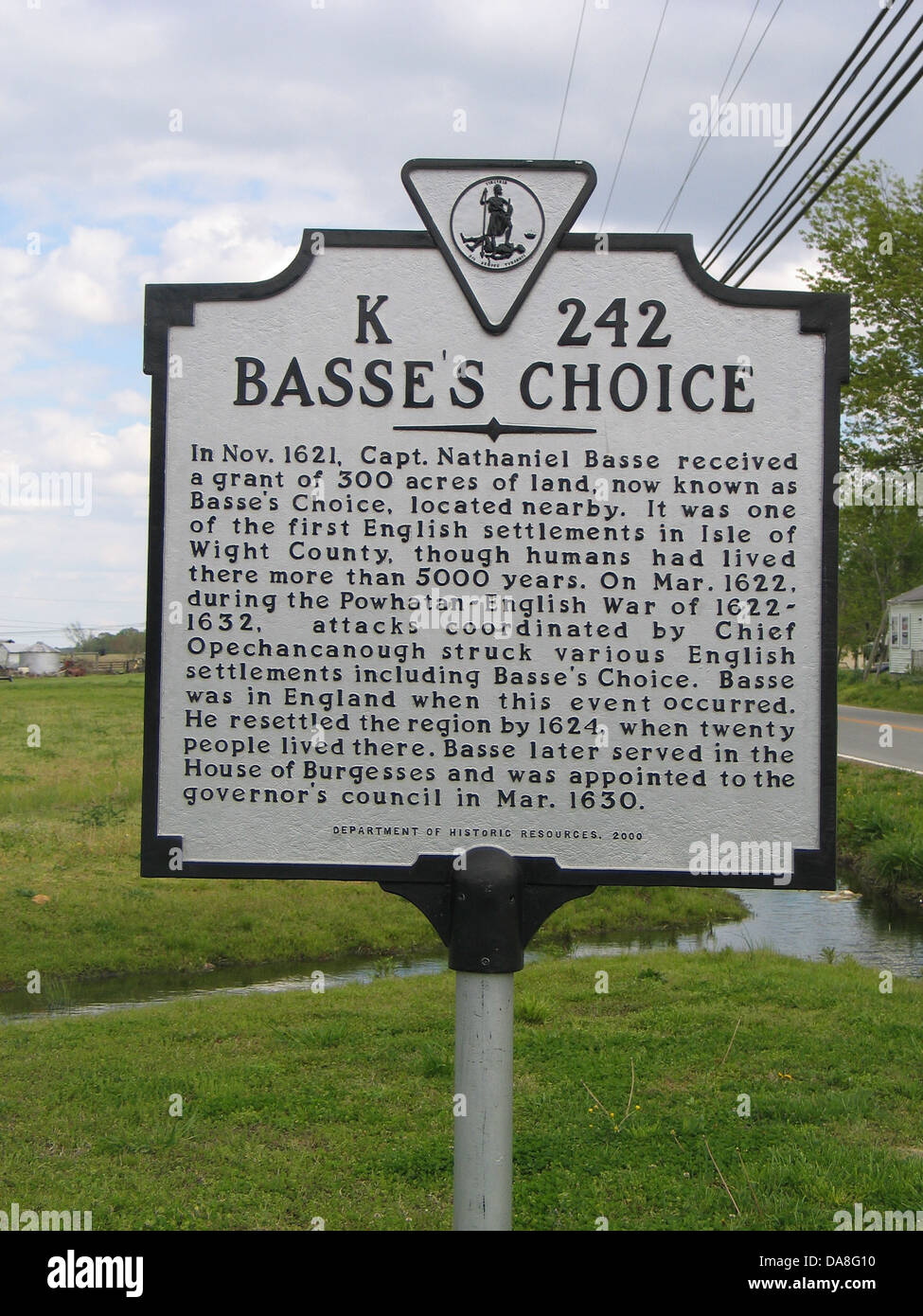 BASSE'S CHOICE In Nov. 1621, Capt. Nathaniel Basse received a grant of