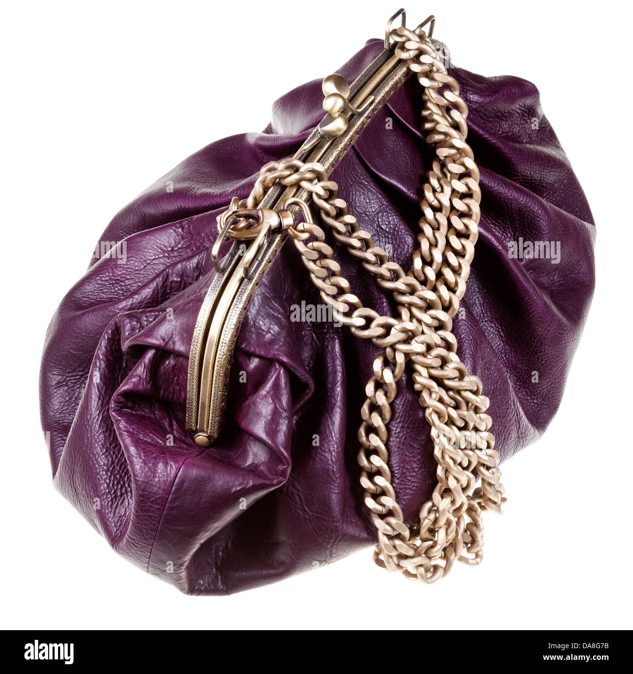 closed dark cherry color leather retro style traveling bag isolated on ...