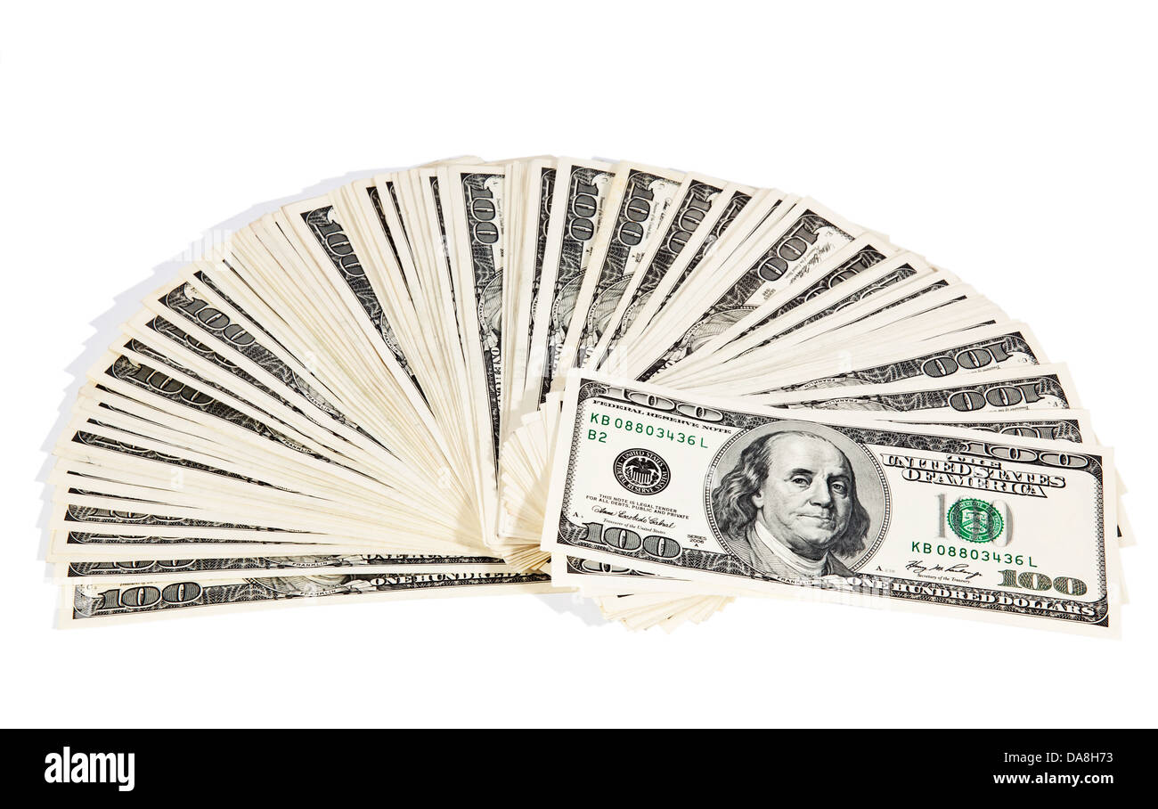 US dollars composition isolated on white Stock Photo