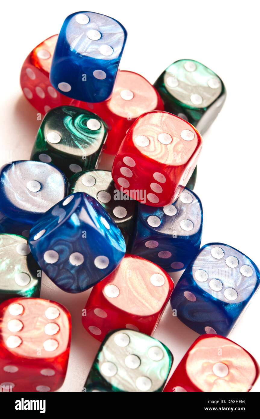 bunch of colorful dice Stock Photo