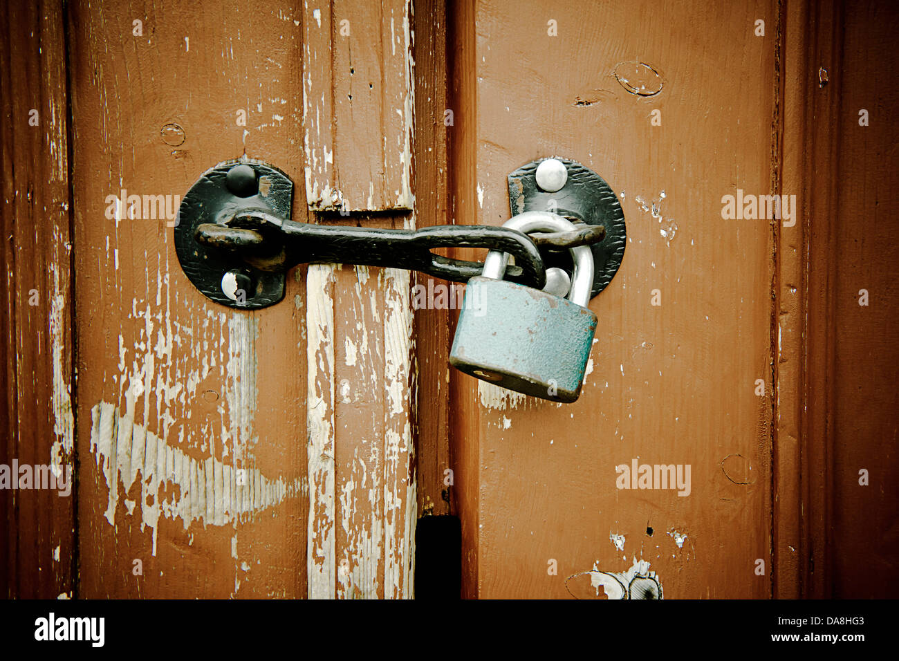 door with padlock Stock Photo Alamy