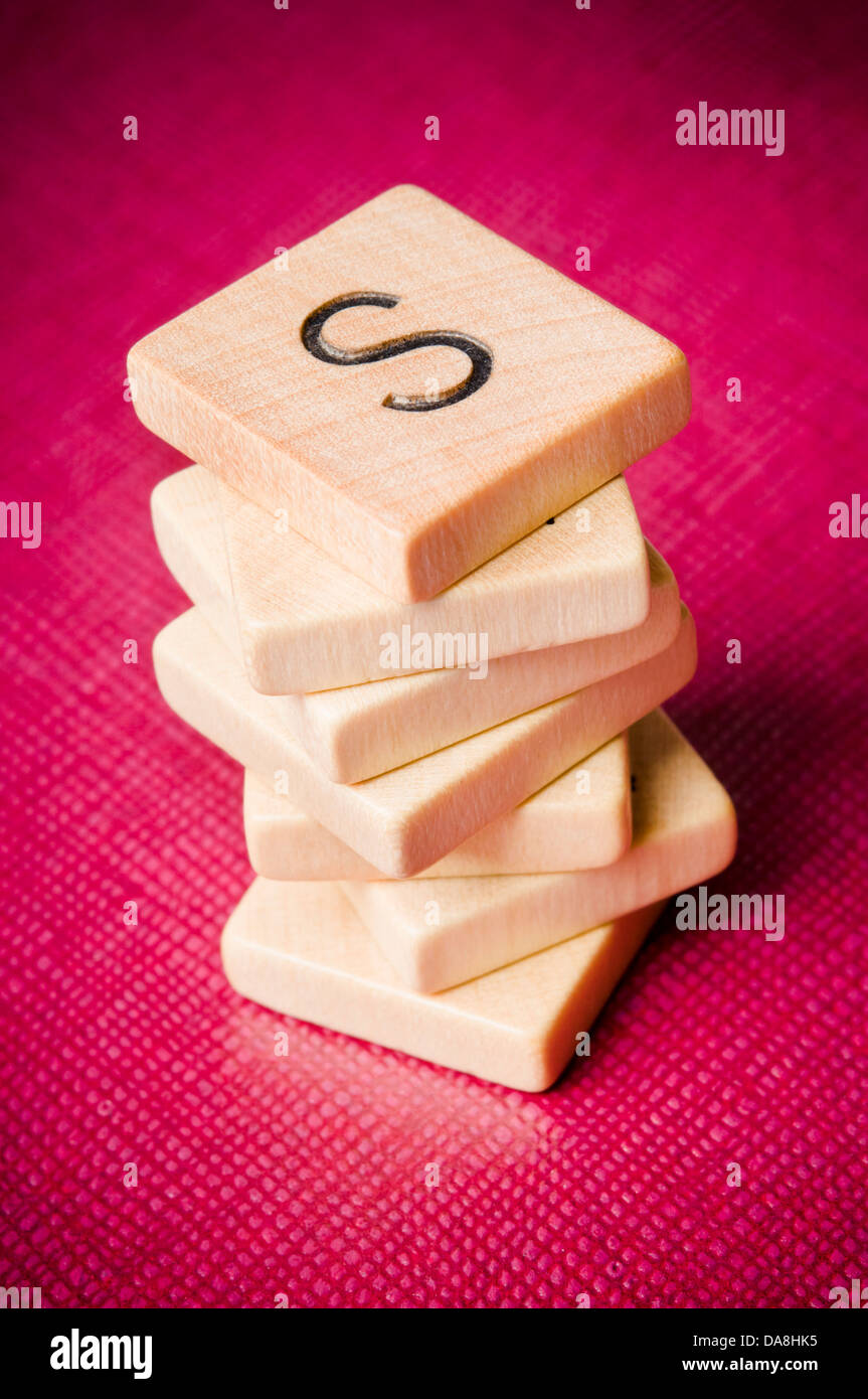 stack of Scrabble tiles Stock Photo Alamy