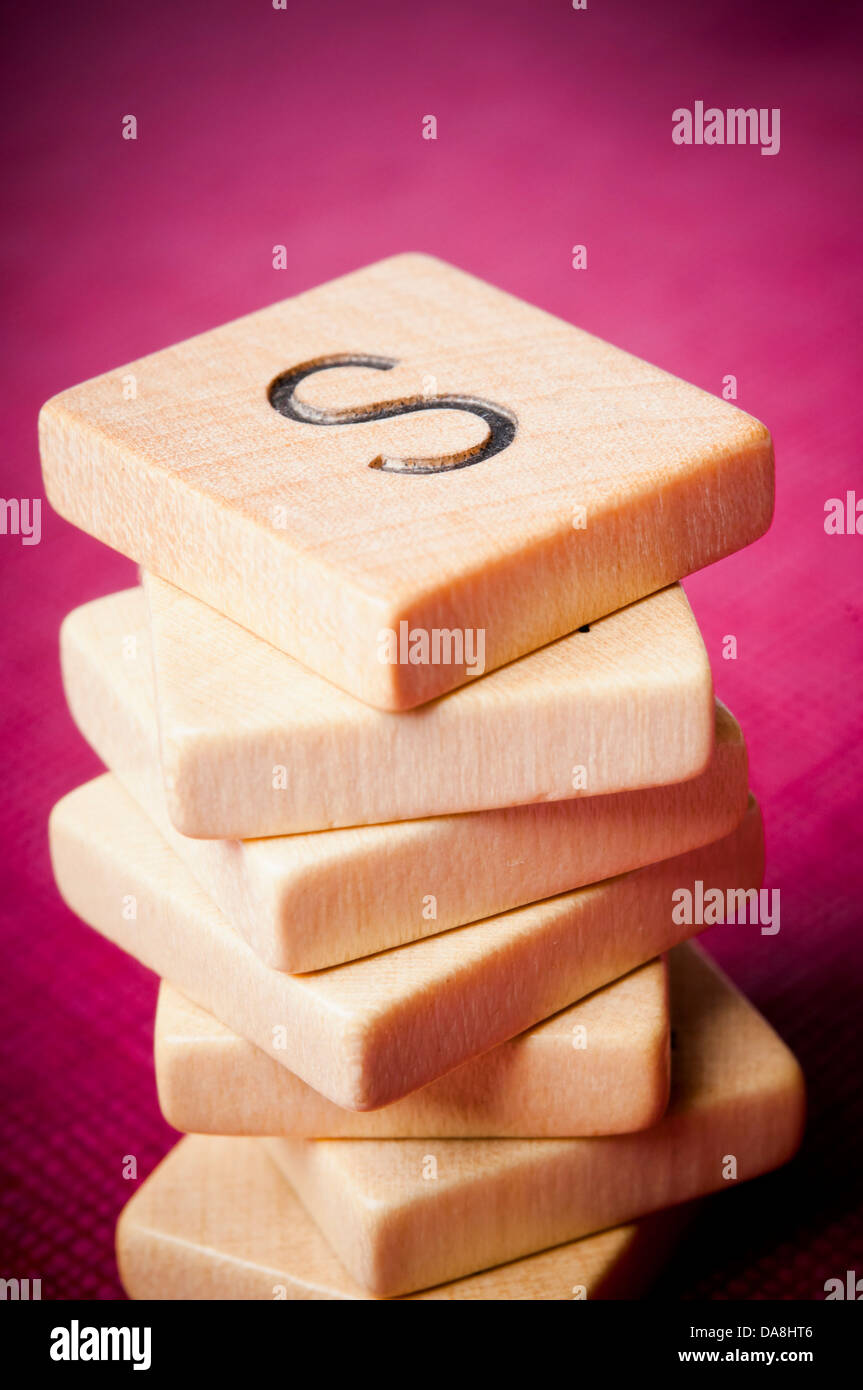 stack of Scrabble tiles Stock Photo Alamy