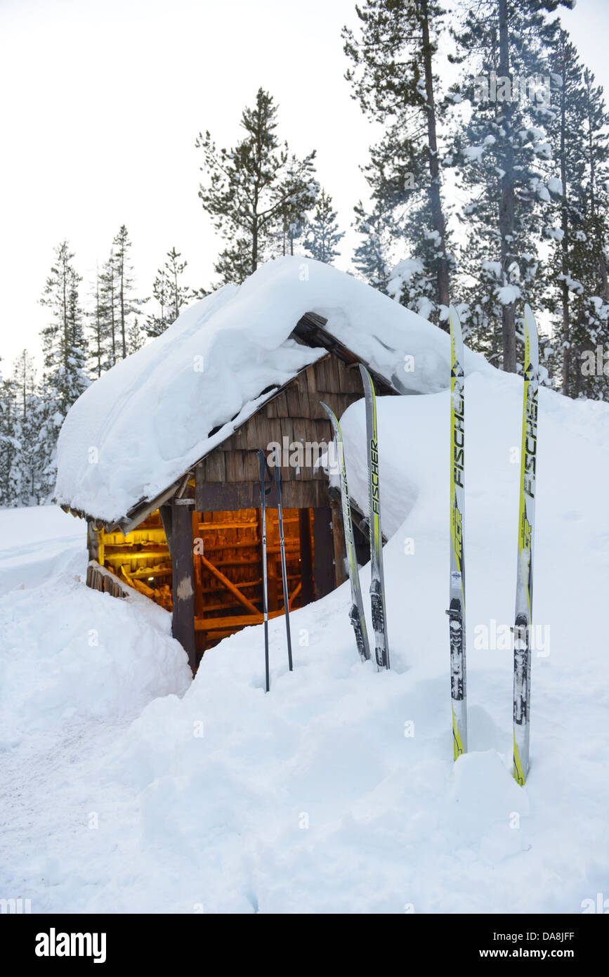 USA, United States, America, Oregon, Bend, North America, Deschutes, County, Cascades mountains, National Forest, winter, ski, n Stock Photo