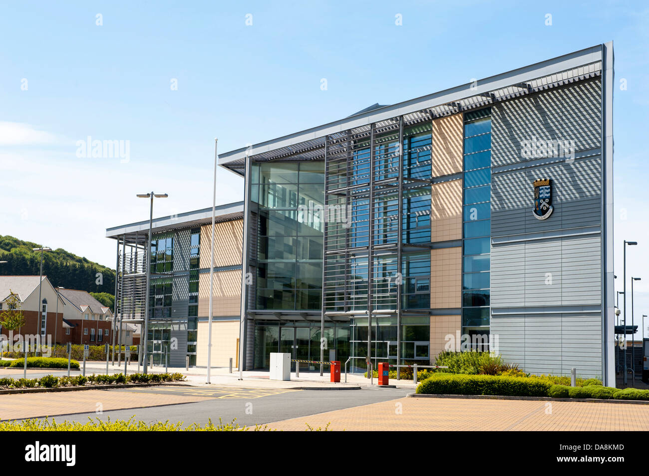 Local housing and front entrance Ceredigion County Council offices