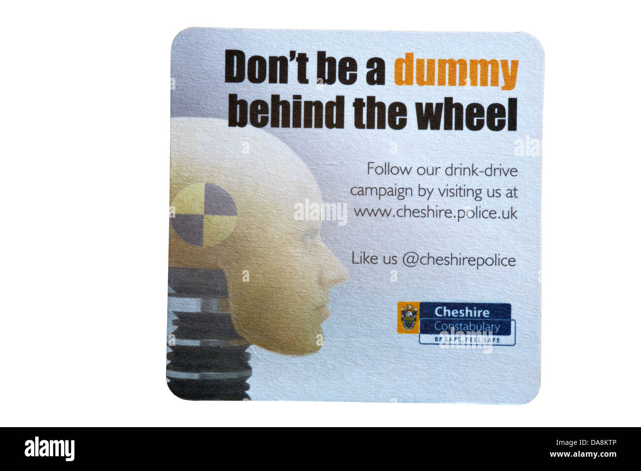 Cheshire constabulary advert on beer mat Stock Photo