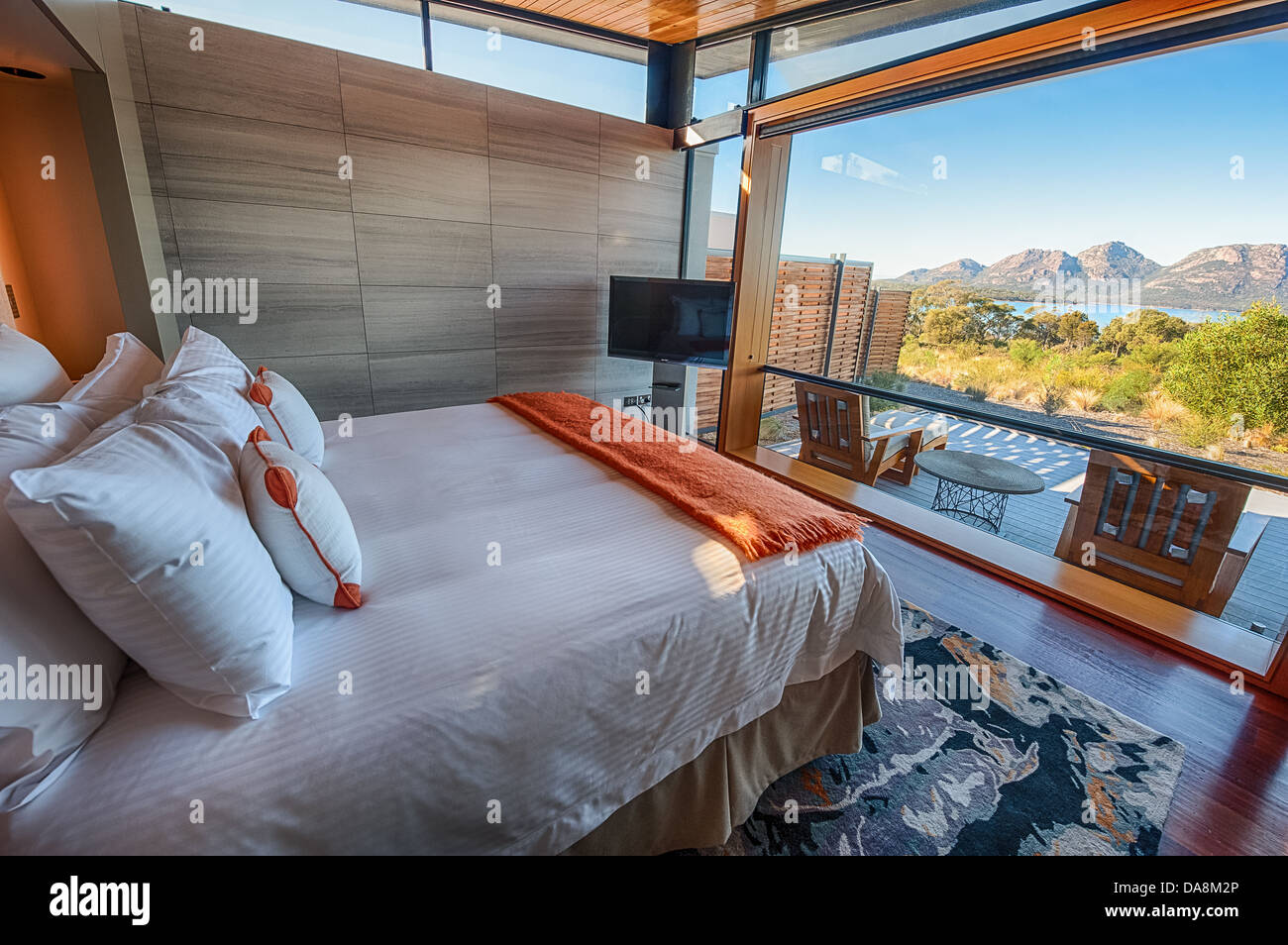 Saffire Freycinet,  luxury lodge accommodation in the Freycinet National Park Tasmania, Australia. Stock Photo