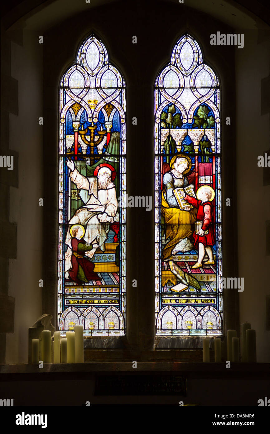 Stained glass window in a church Stock Photo - Alamy